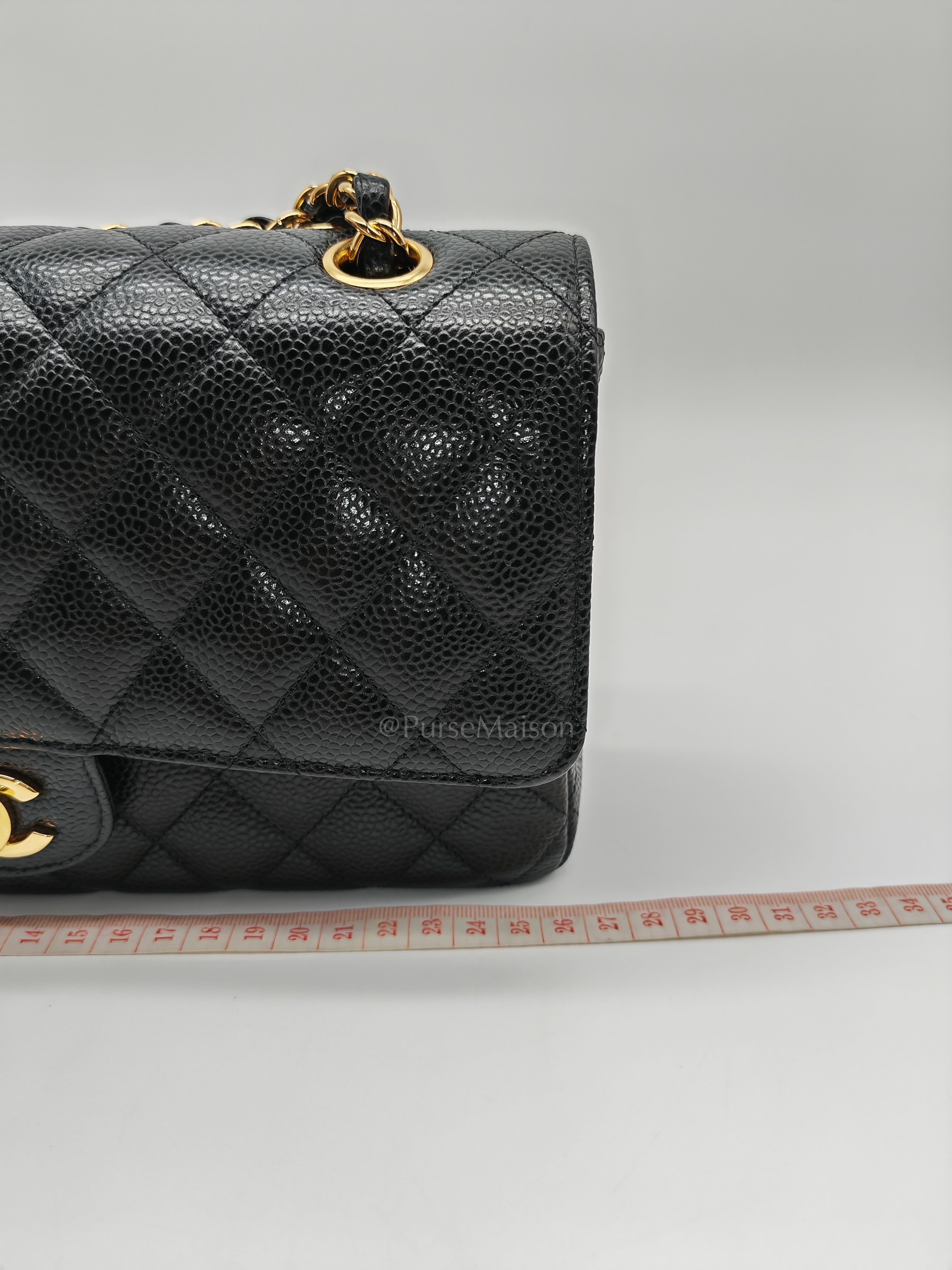 Classic Double Flap Medium Black Caviar Leather in Gold Hardware (Series 30) | Purse Maison Luxury Bags Shop