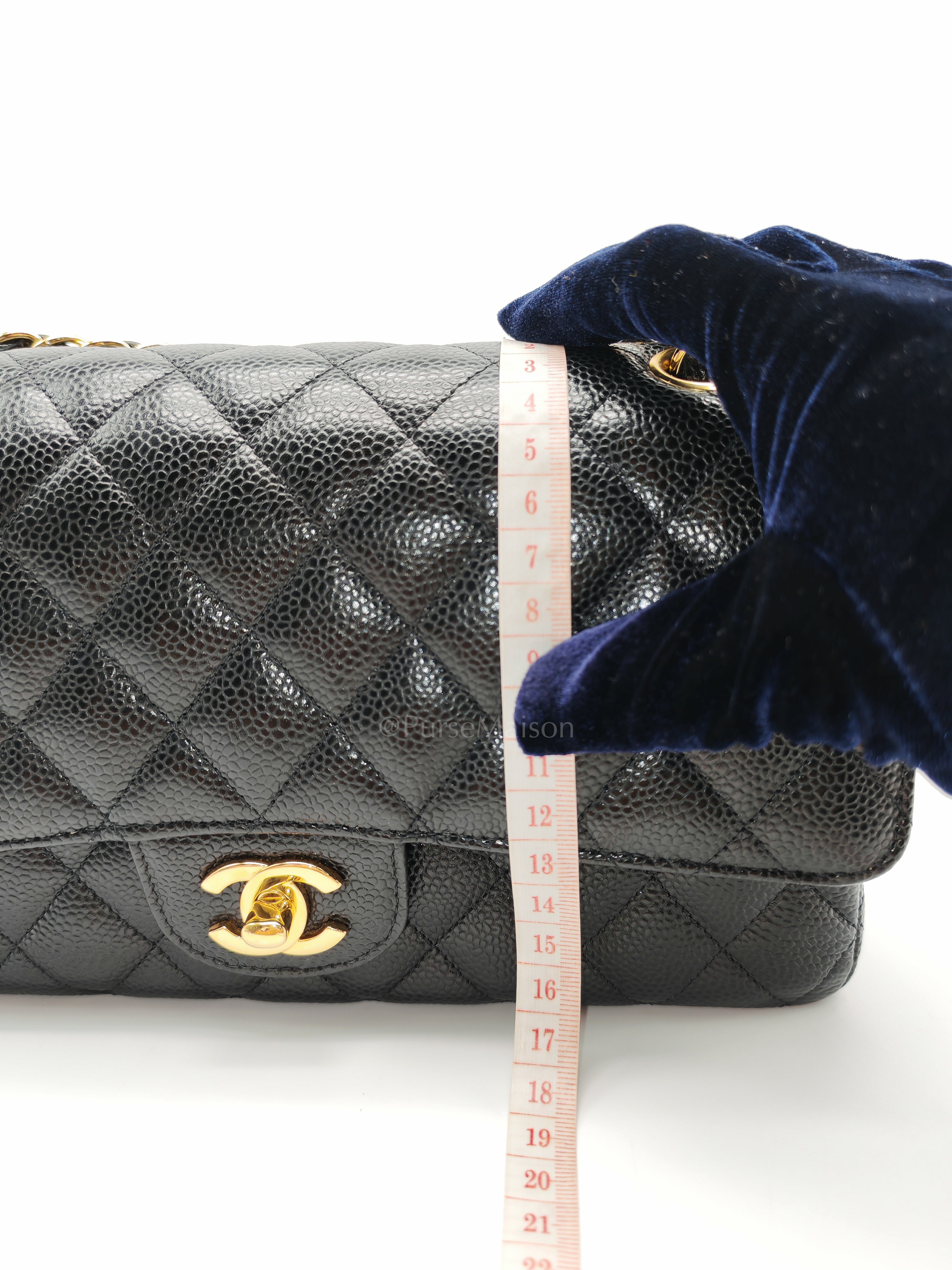 Classic Double Flap Medium Black Caviar Leather in Gold Hardware (Series 30) | Purse Maison Luxury Bags Shop