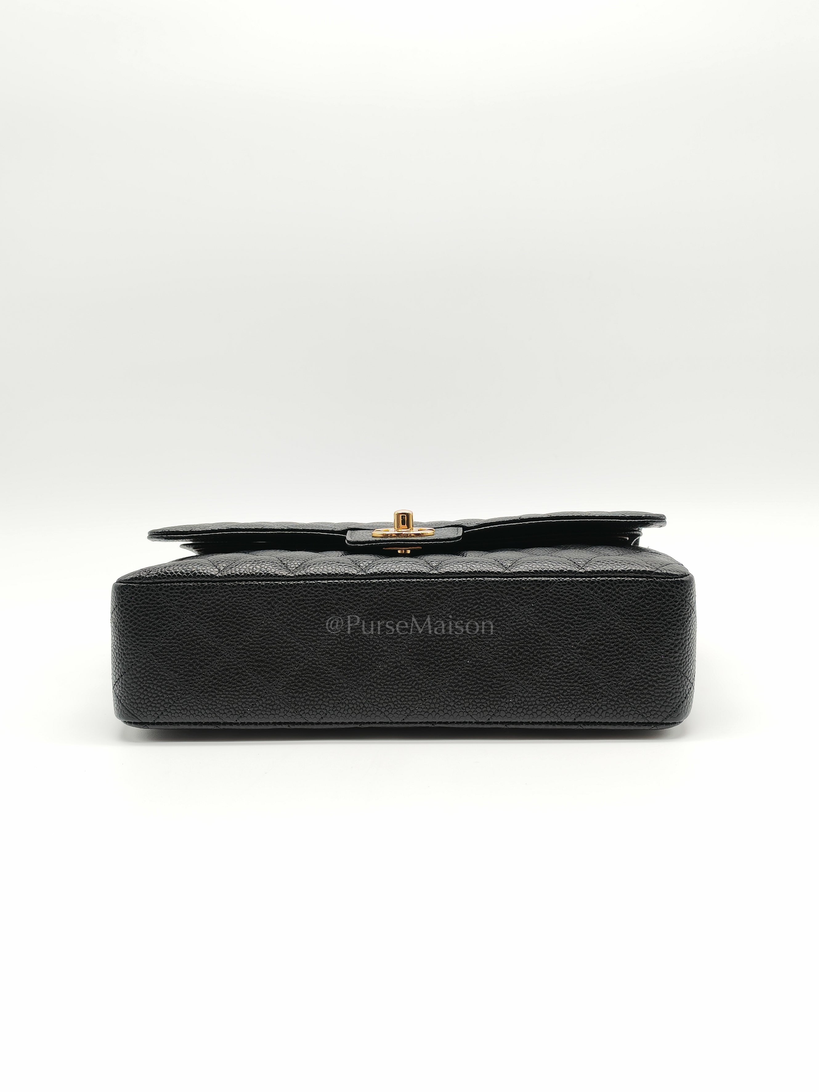 Classic Double Flap Medium Black Caviar Leather in Gold Hardware (Series 30) | Purse Maison Luxury Bags Shop