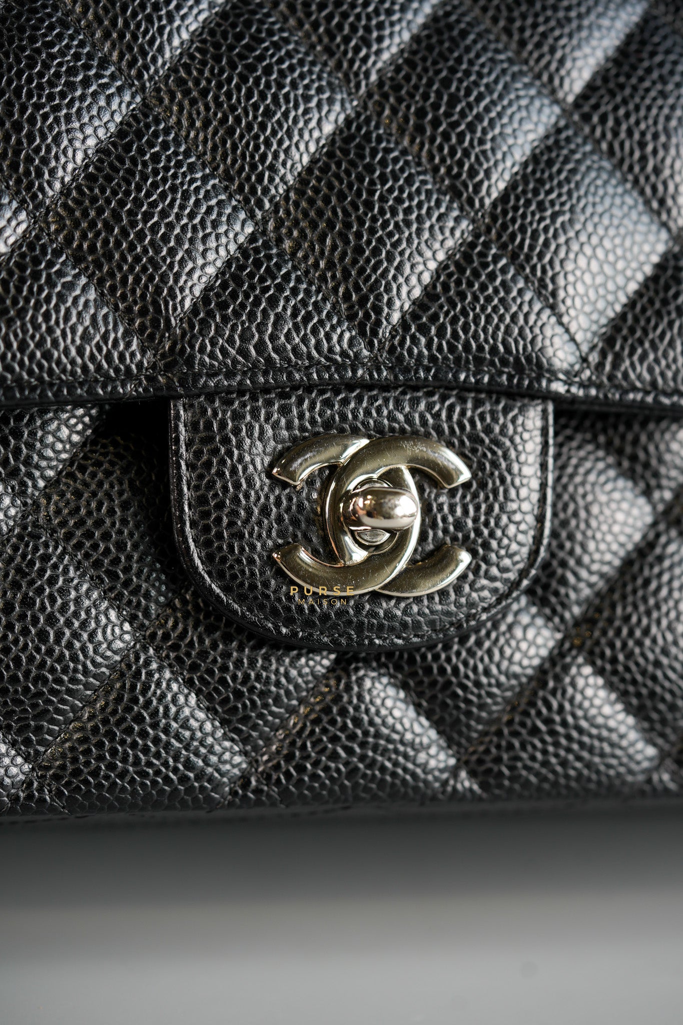 Classic Double Flap Medium Black Caviar Leather & Silver Hardware (Series 11) | Purse Maison Luxury Bags Shop