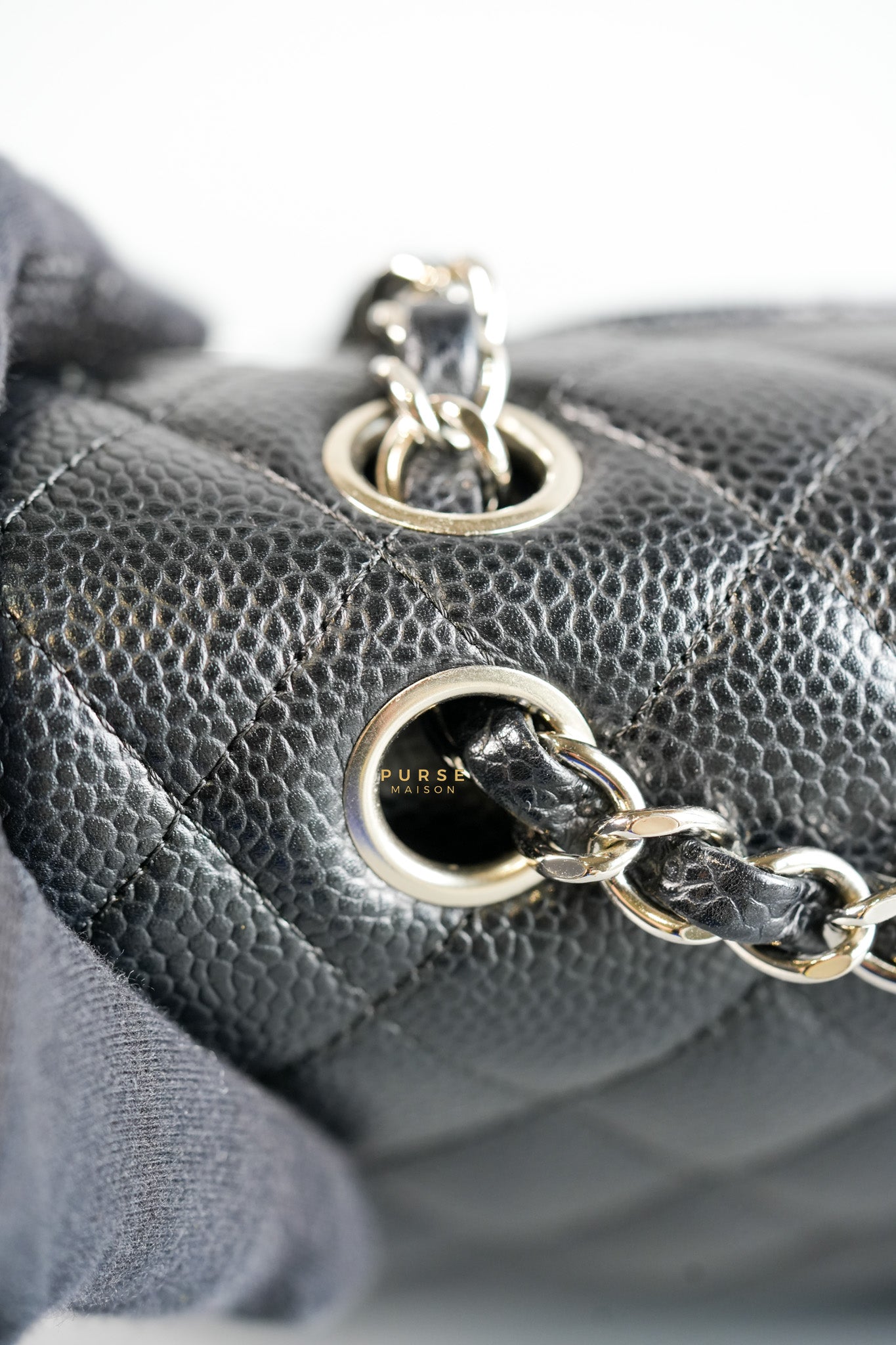 Classic Double Flap Medium Black Caviar Leather & Silver Hardware (Series 11) | Purse Maison Luxury Bags Shop
