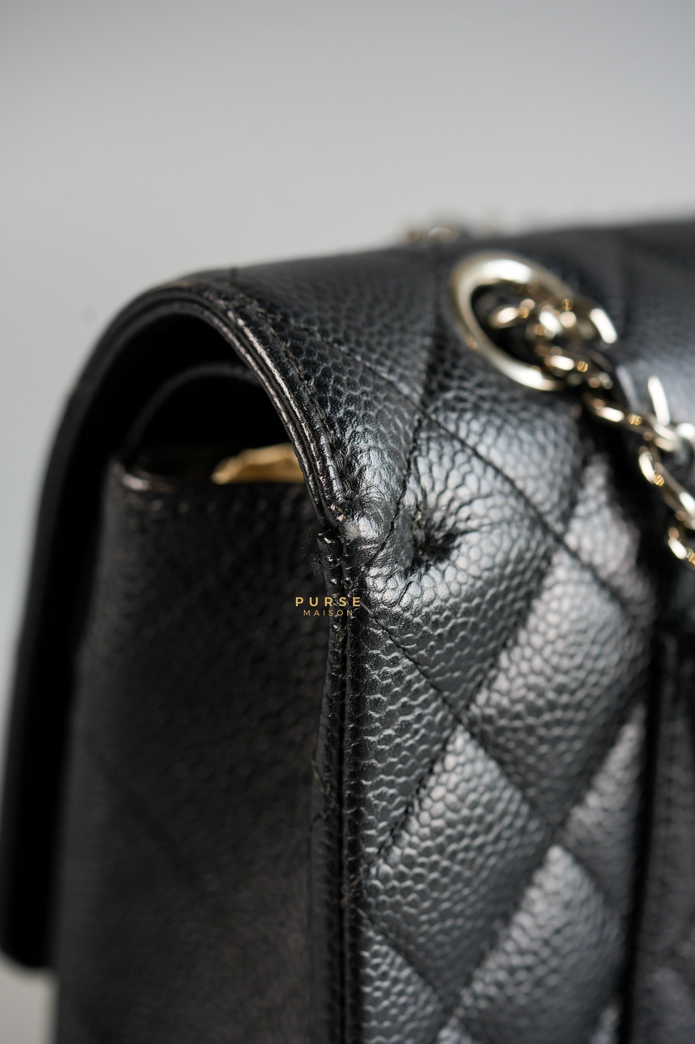 Classic Double Flap Medium Black Caviar Leather & Silver Hardware (Series 11) | Purse Maison Luxury Bags Shop