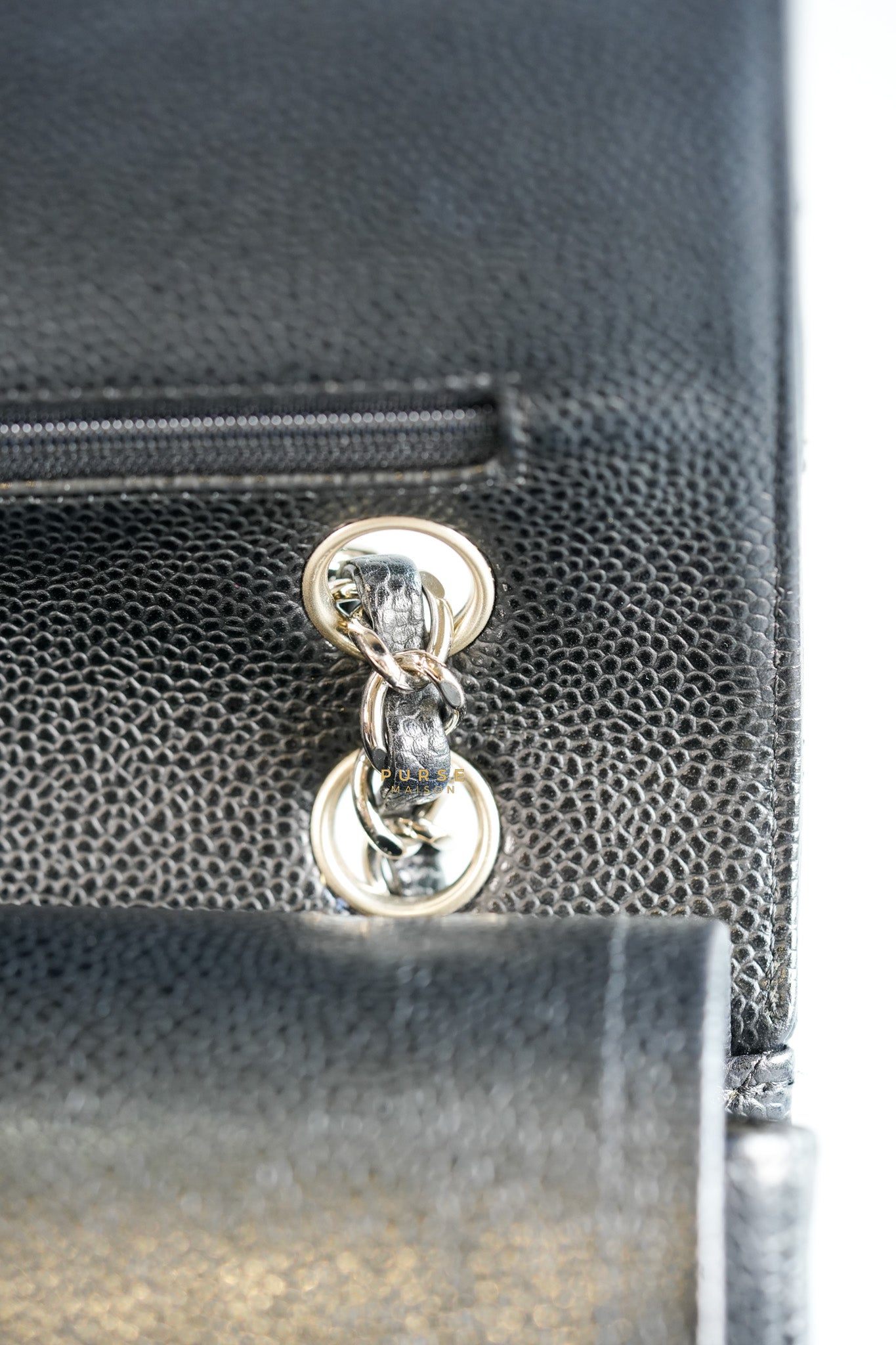 Classic Double Flap Medium Black Caviar Leather & Silver Hardware (Series 11) | Purse Maison Luxury Bags Shop