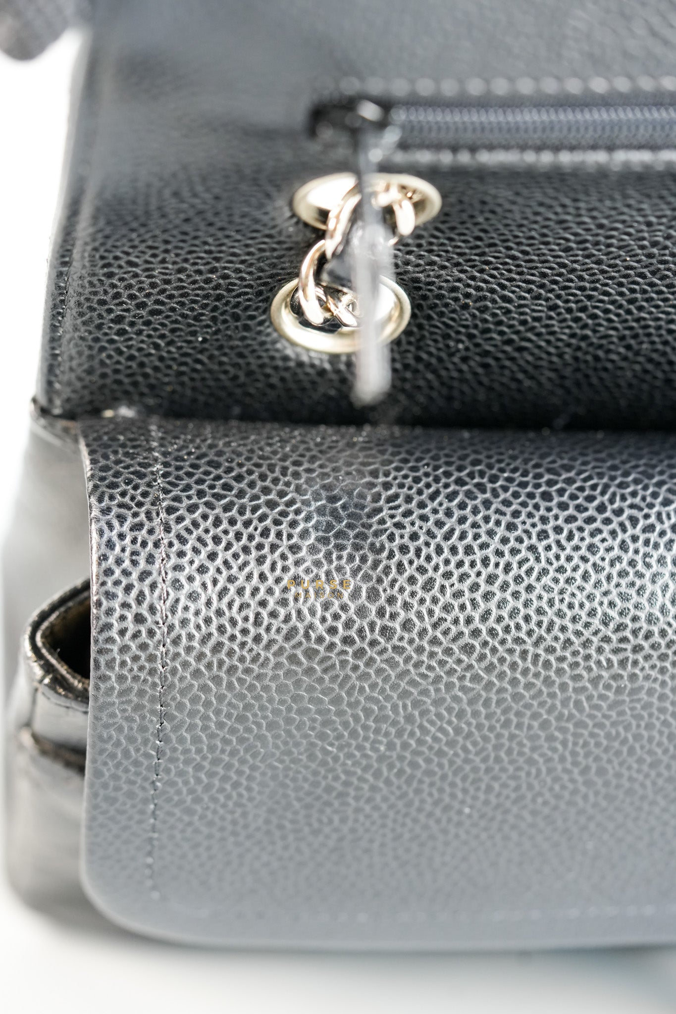 Classic Double Flap Medium Black Caviar Leather & Silver Hardware (Series 11) | Purse Maison Luxury Bags Shop