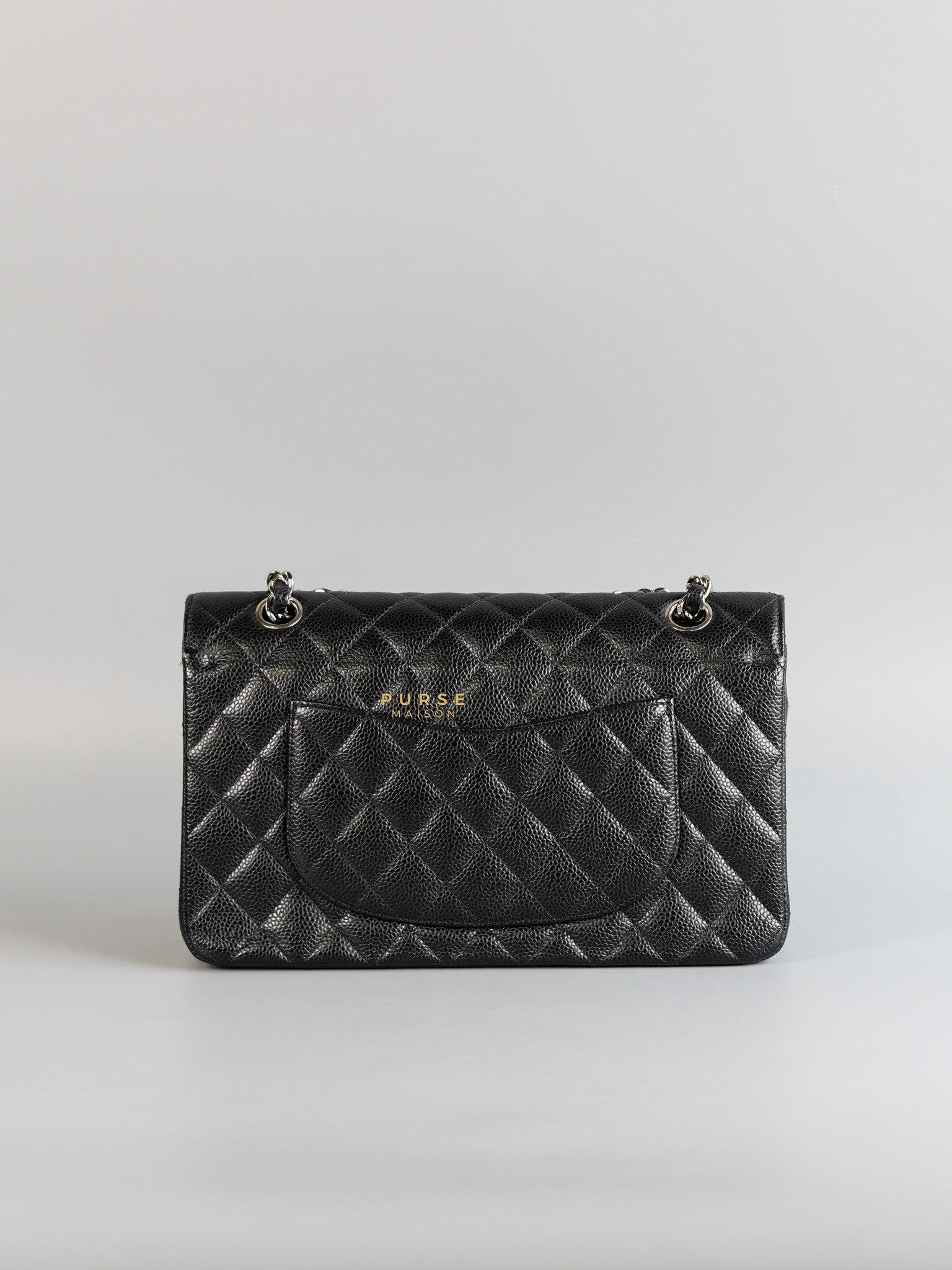 Classic Double Flap Medium Black Caviar Leather & Silver Hardware (Series 11) | Purse Maison Luxury Bags Shop