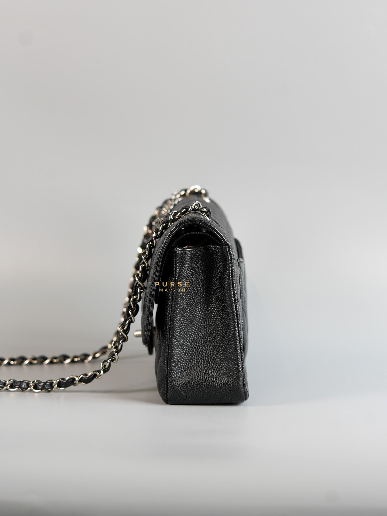 Classic Double Flap Medium Black Caviar Leather & Silver Hardware (Series 11) | Purse Maison Luxury Bags Shop