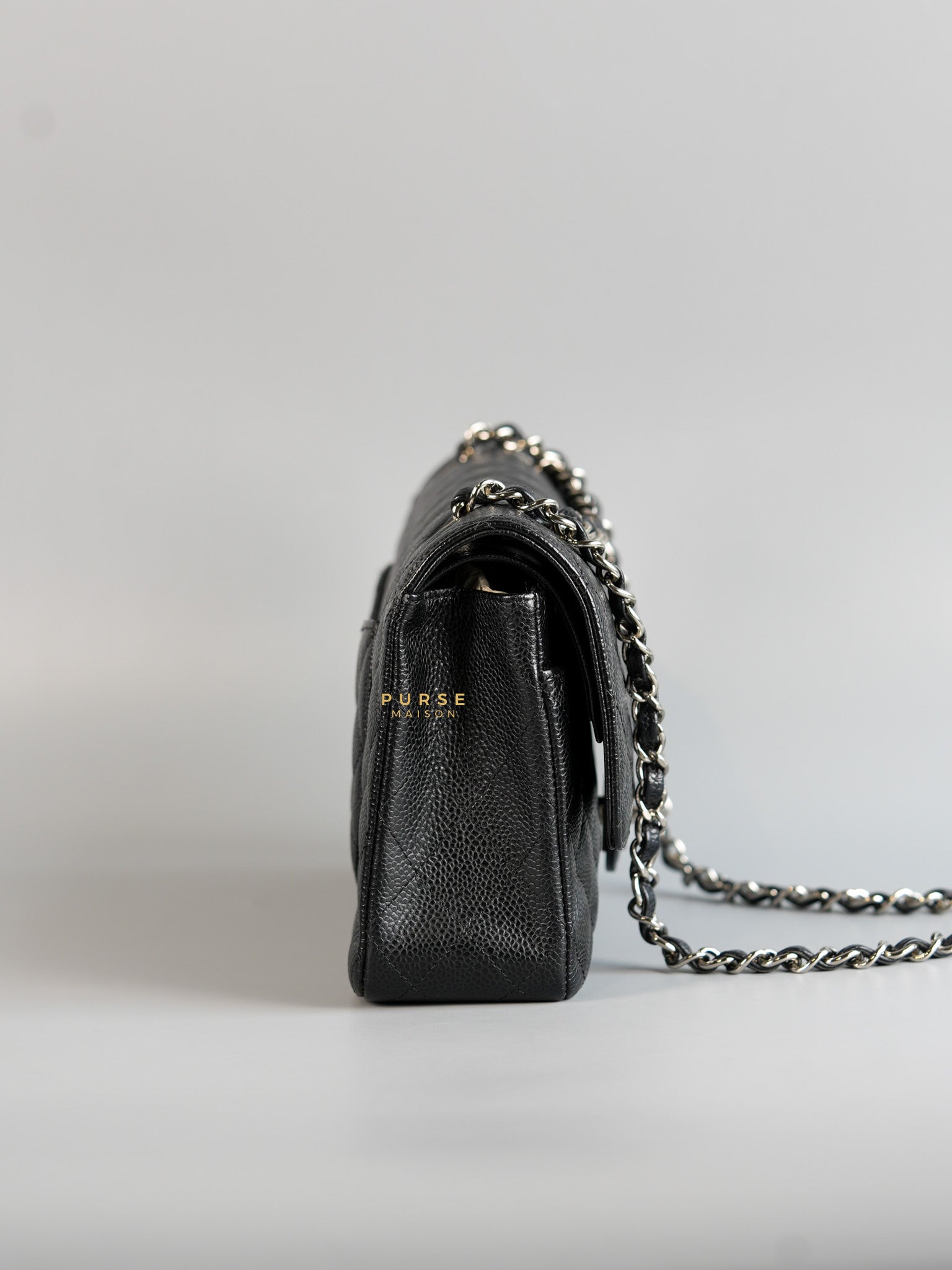 Classic Double Flap Medium Black Caviar Leather & Silver Hardware (Series 11) | Purse Maison Luxury Bags Shop