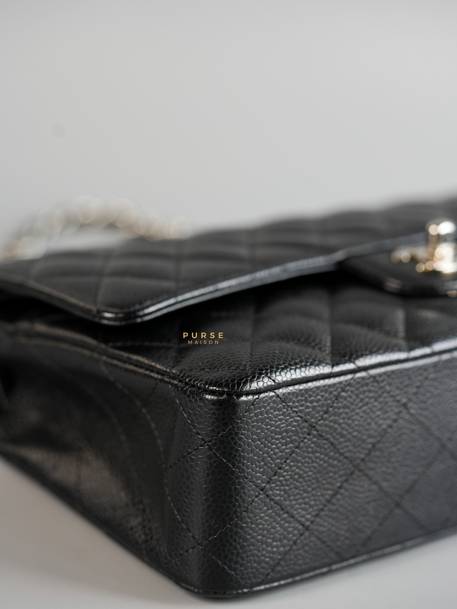 Classic Double Flap Medium Black Caviar Leather & Silver Hardware (Series 11) | Purse Maison Luxury Bags Shop