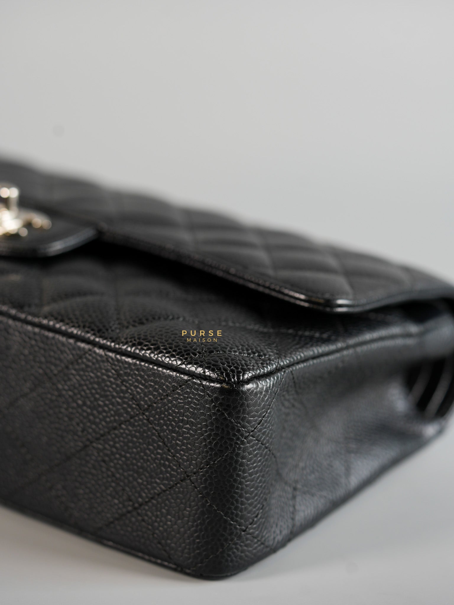 Classic Double Flap Medium Black Caviar Leather & Silver Hardware (Series 11) | Purse Maison Luxury Bags Shop