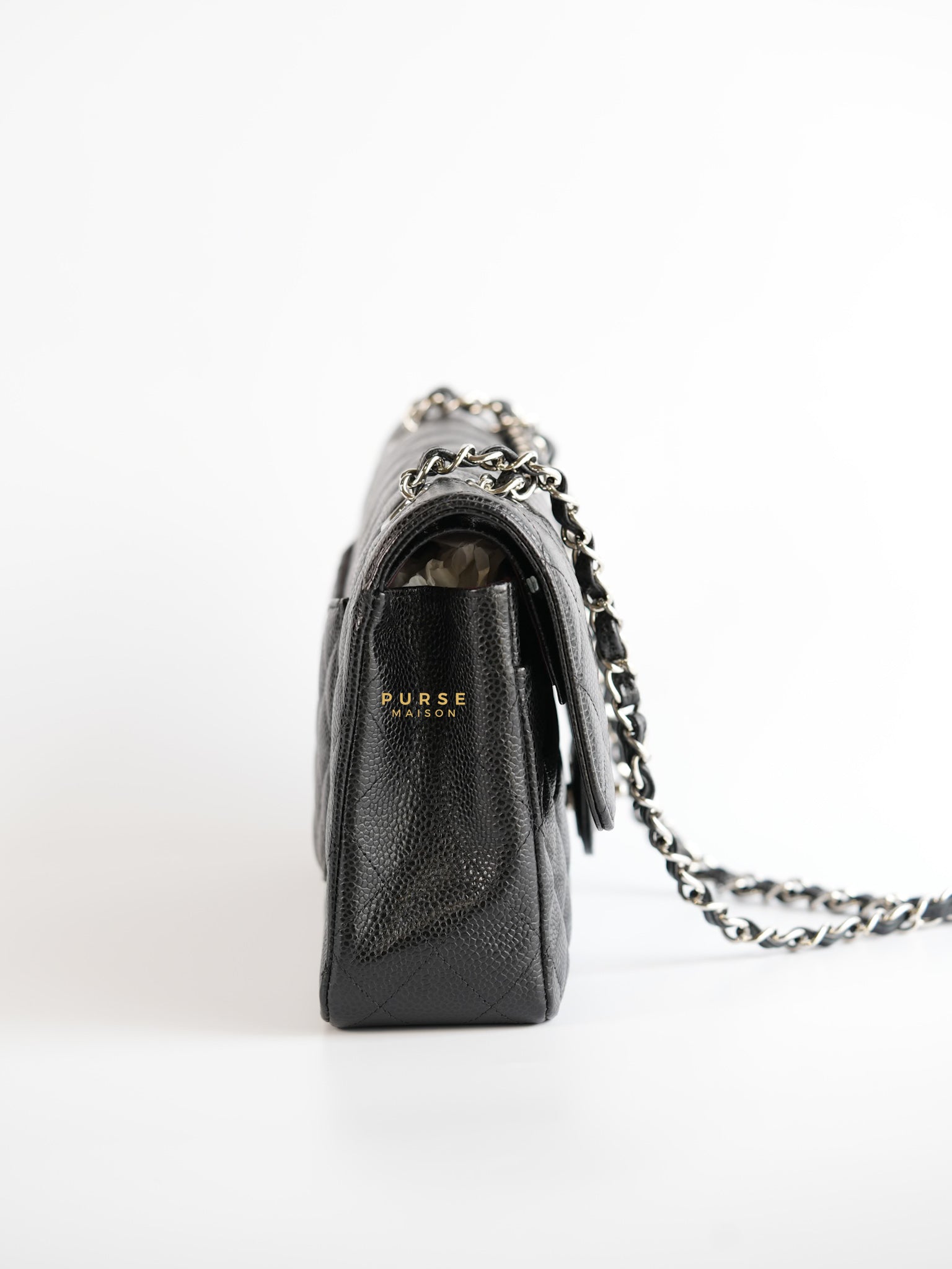 Classic Double Flap Medium Black Caviar Leather & Silver Hardware Series 28 | Purse Maison Luxury Bags Shop