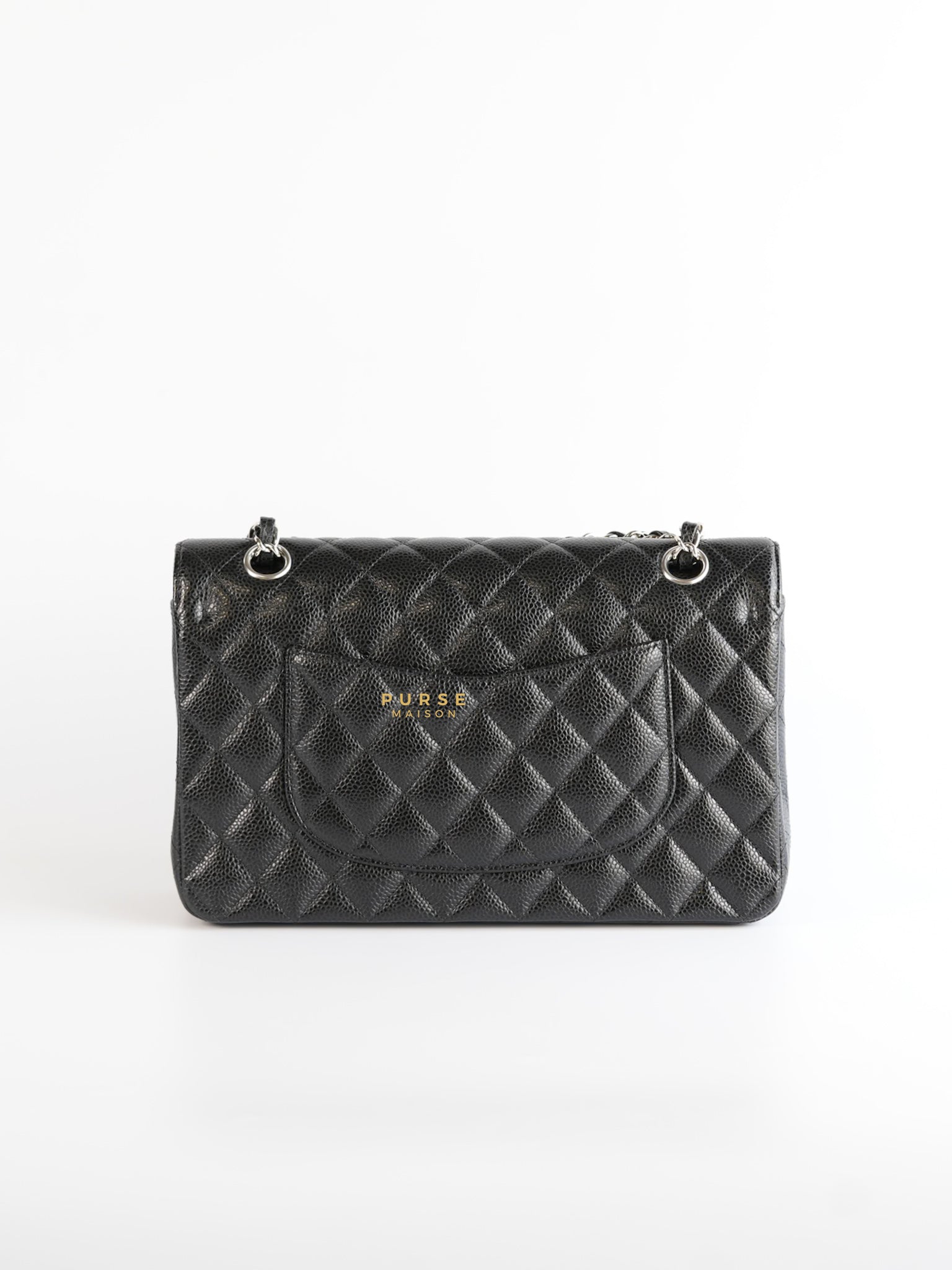 Classic Double Flap Medium Black Caviar Leather & Silver Hardware Series 28 | Purse Maison Luxury Bags Shop