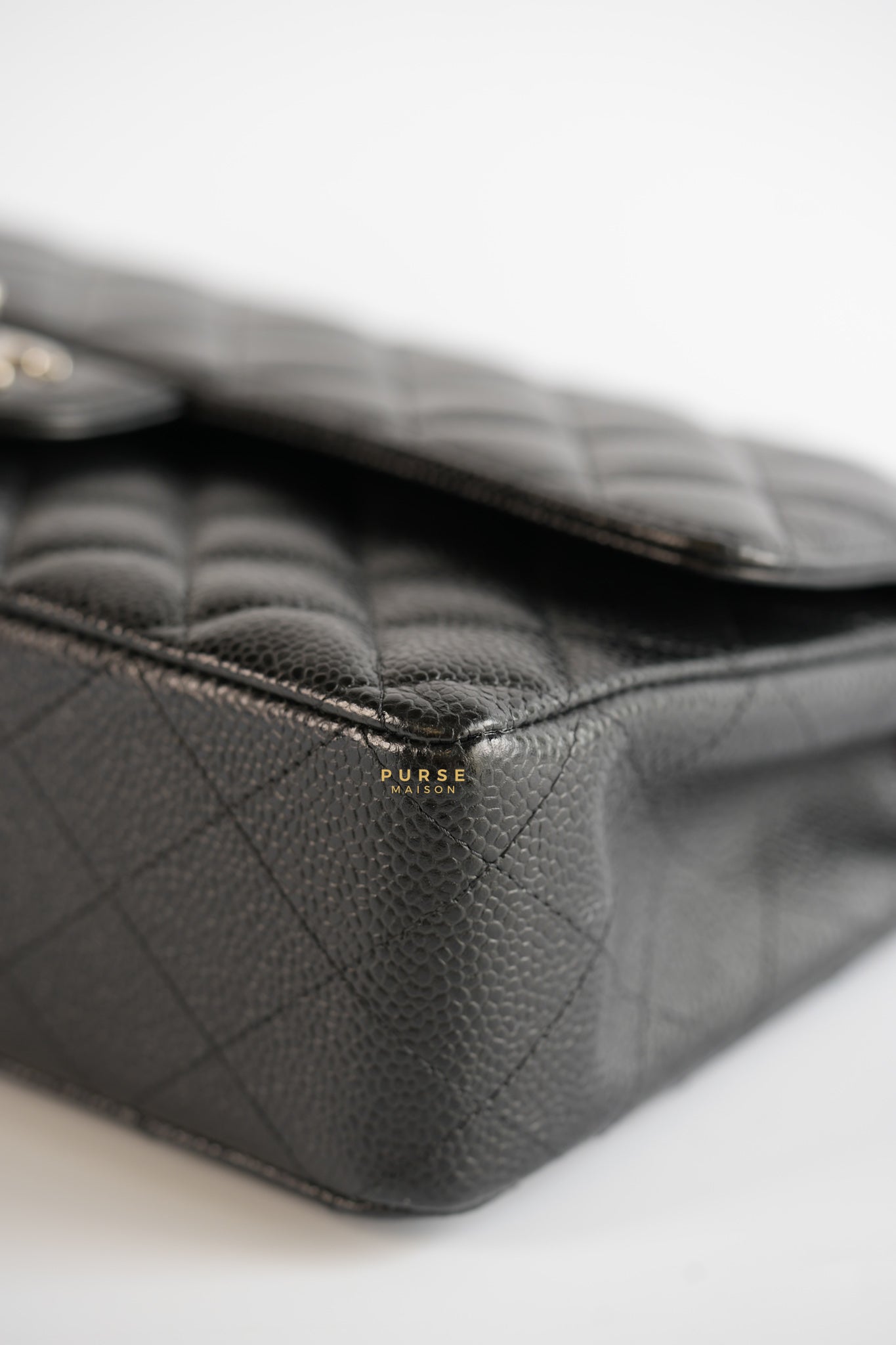 Classic Double Flap Medium Black Caviar Leather & Silver Hardware Series 28 | Purse Maison Luxury Bags Shop