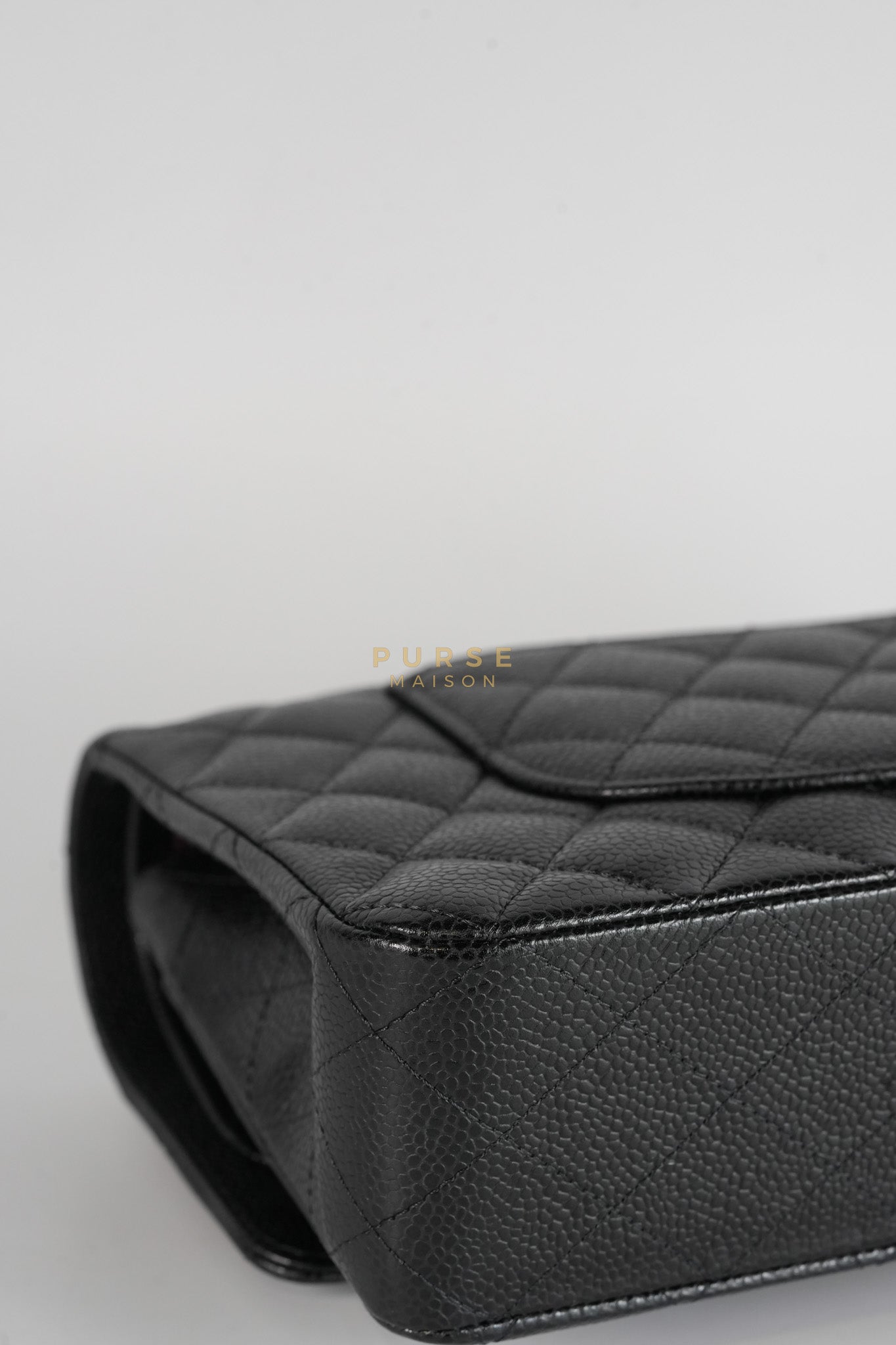 Classic Double Flap Medium Black in Quilted Caviar Leather and Gold Hardware Series 30 | Purse Maison Luxury Bags Shop