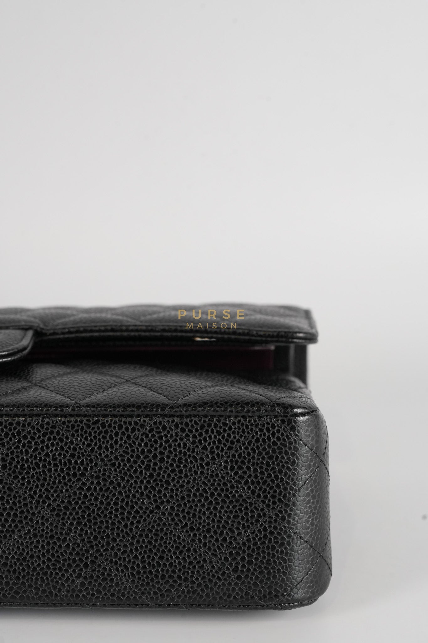 Classic Double Flap Medium Black in Quilted Caviar Leather and Gold Hardware Series 30 | Purse Maison Luxury Bags Shop