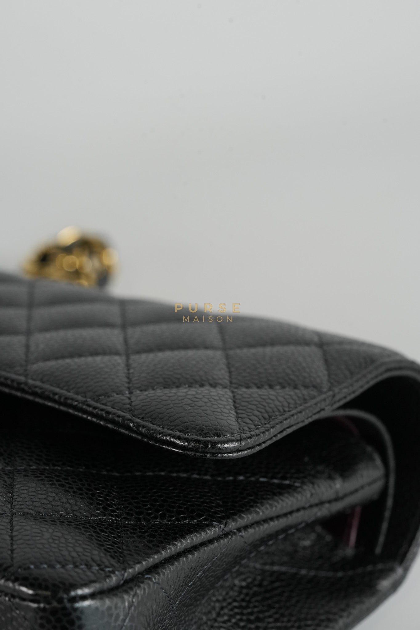 Classic Double Flap Medium Black in Quilted Caviar Leather and Gold Hardware Series 30 | Purse Maison Luxury Bags Shop