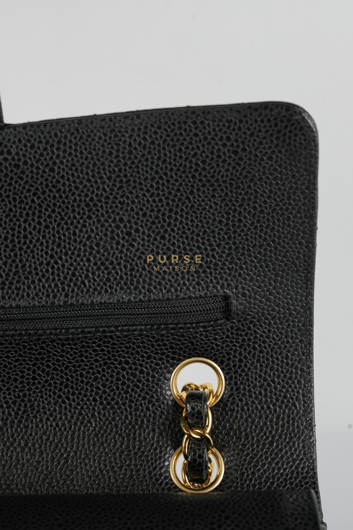 Classic Double Flap Medium Black in Quilted Caviar Leather and Gold Hardware Series 30 | Purse Maison Luxury Bags Shop