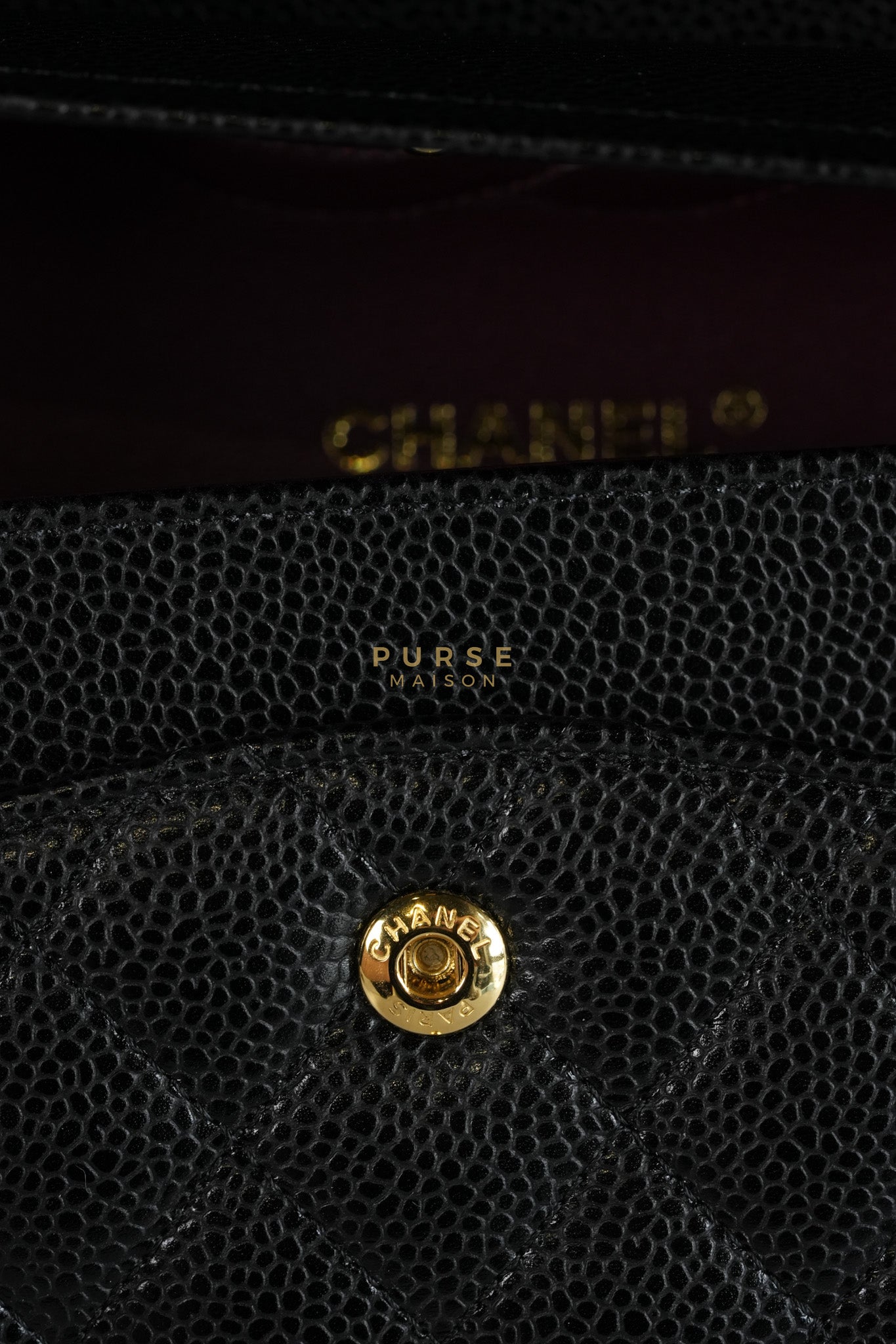 Classic Double Flap Medium Black in Quilted Caviar Leather and Gold Hardware Series 30 | Purse Maison Luxury Bags Shop