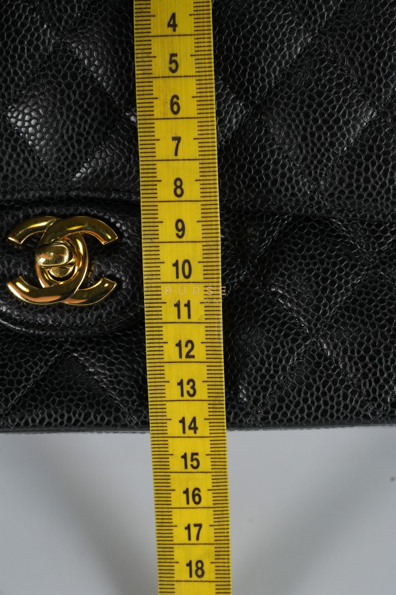 Classic Double Flap Medium Black in Quilted Caviar Leather and Gold Hardware Series 30 | Purse Maison Luxury Bags Shop