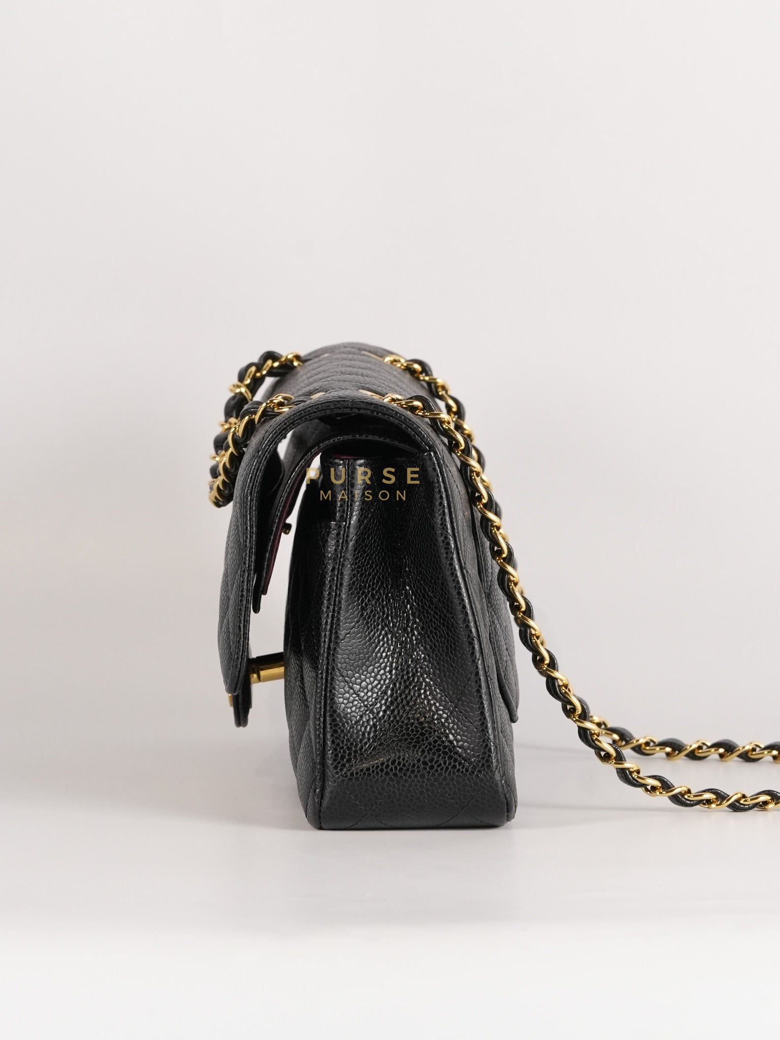 Classic Double Flap Medium Black in Quilted Caviar Leather and Gold Hardware Series 30 | Purse Maison Luxury Bags Shop