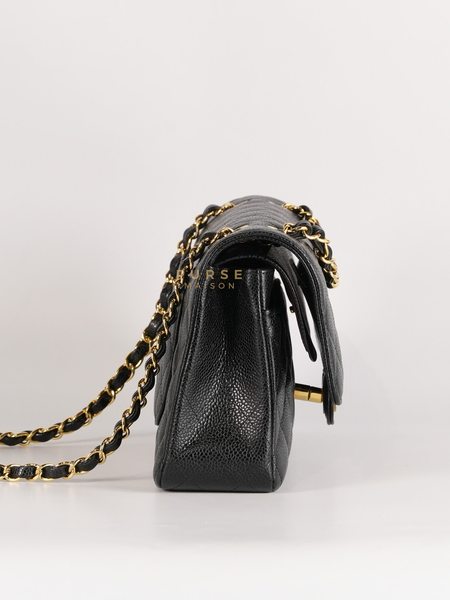 Classic Double Flap Medium Black in Quilted Caviar Leather and Gold Hardware Series 30 | Purse Maison Luxury Bags Shop