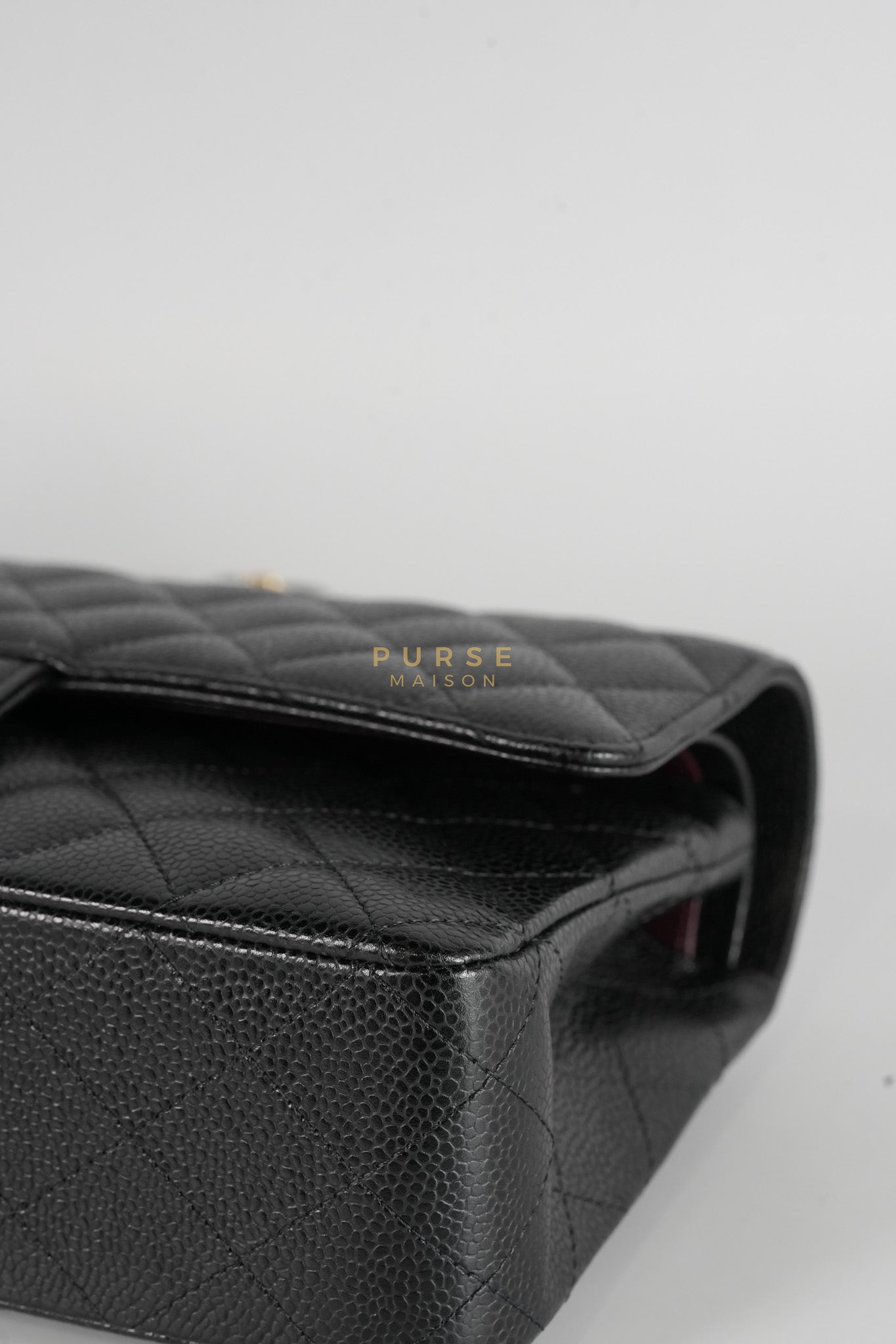Classic Double Flap Medium Black in Quilted Caviar Leather and Gold Hardware Series 30 | Purse Maison Luxury Bags Shop