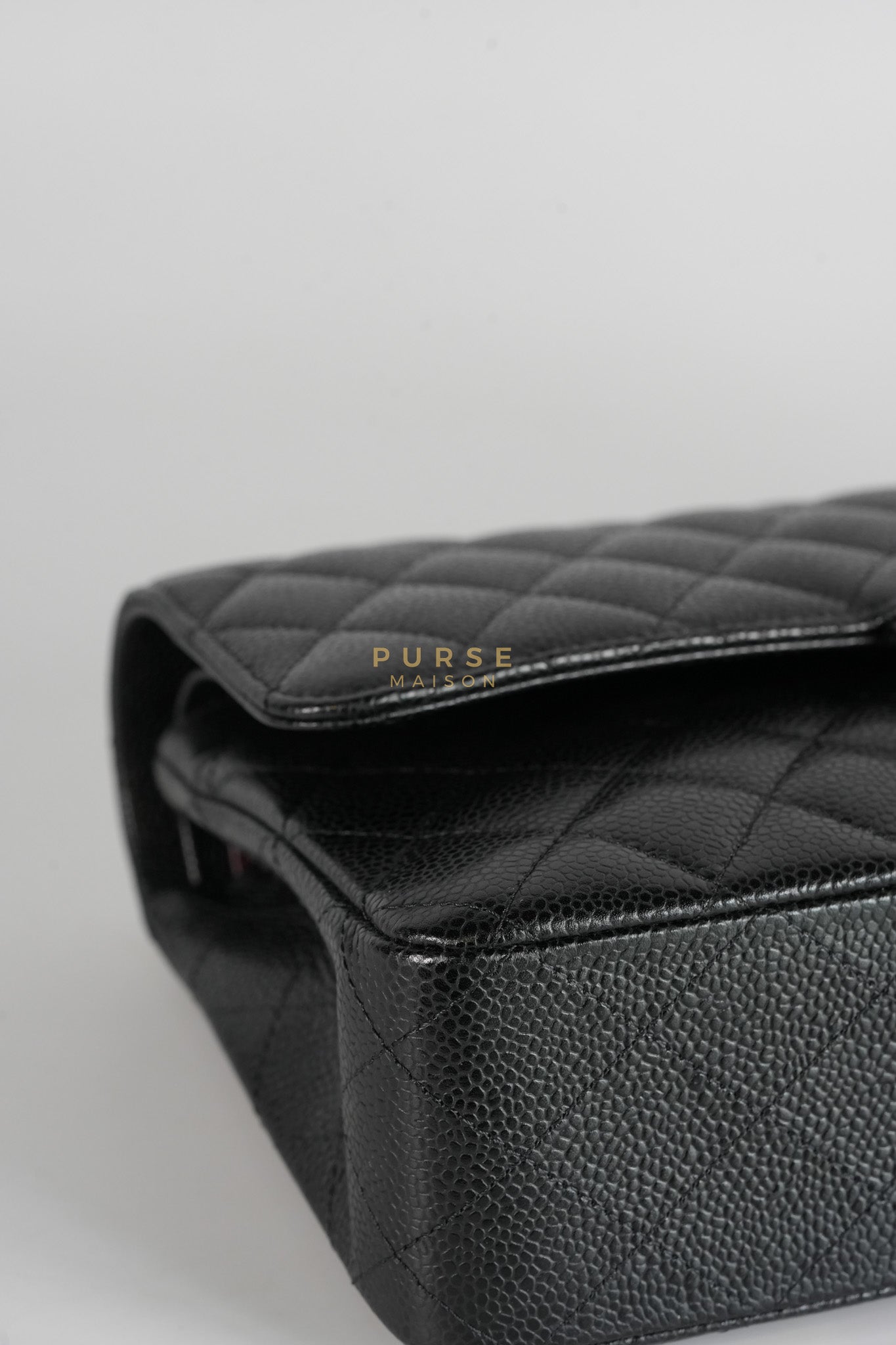 Classic Double Flap Medium Black in Quilted Caviar Leather and Gold Hardware Series 30 | Purse Maison Luxury Bags Shop