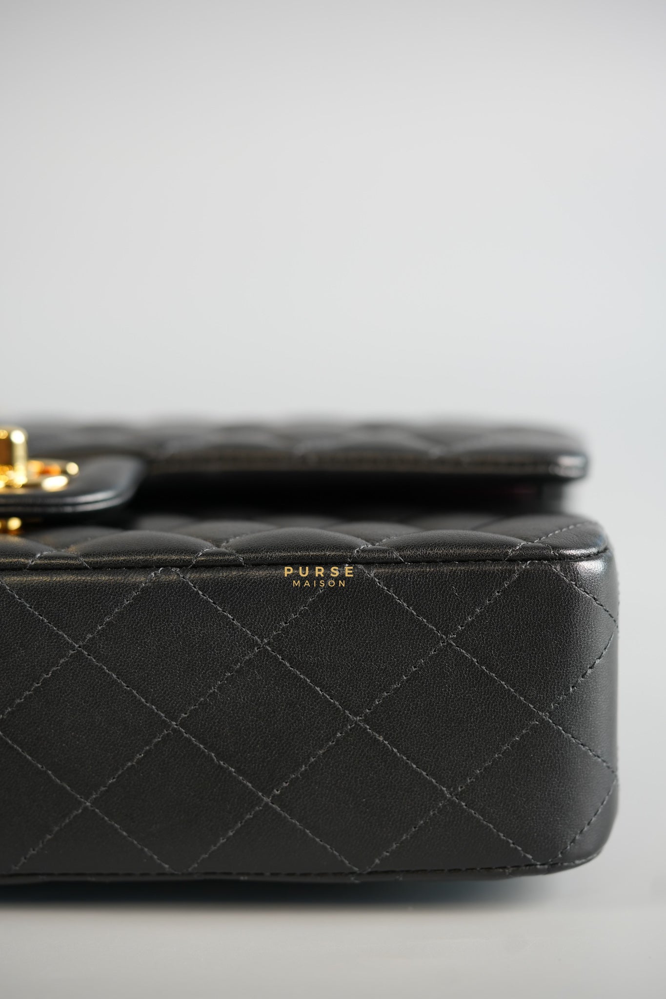 Classic Double Flap Medium Black Lambskin Leather and Gold Hardware Series 28 | Purse Maison Luxury Bags Shop