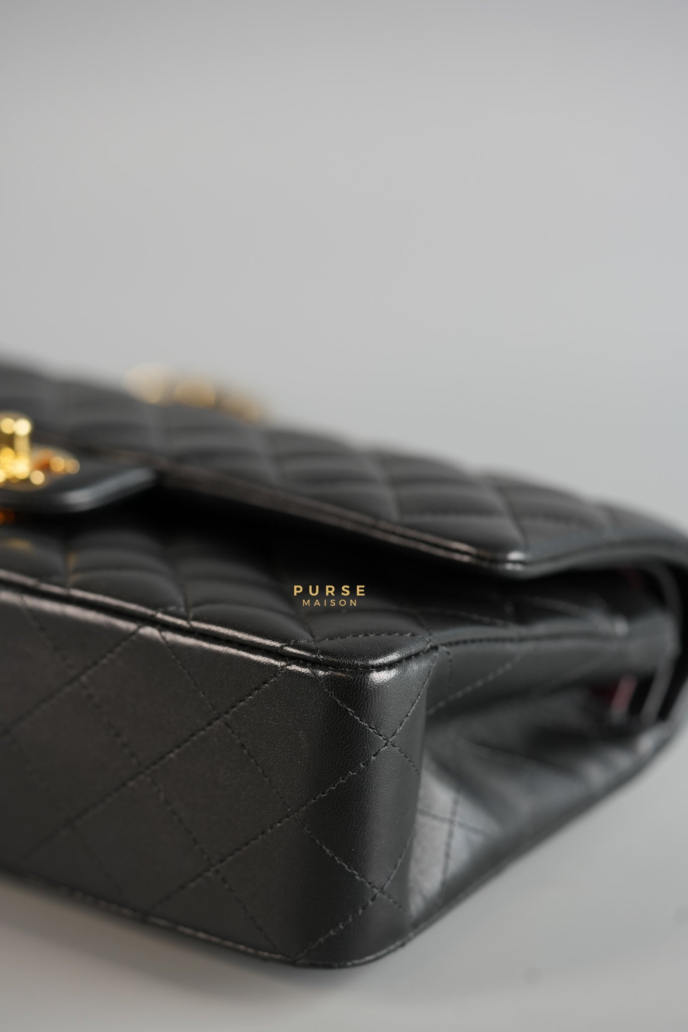 Classic Double Flap Medium Black Lambskin Leather and Gold Hardware Series 28 | Purse Maison Luxury Bags Shop