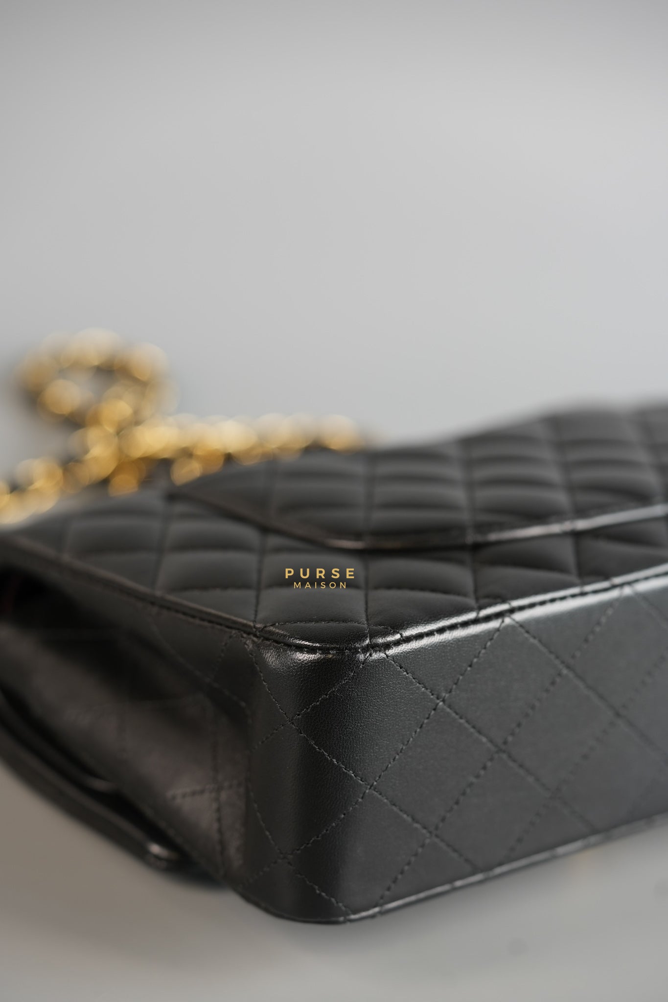 Classic Double Flap Medium Black Lambskin Leather and Gold Hardware Series 28 | Purse Maison Luxury Bags Shop