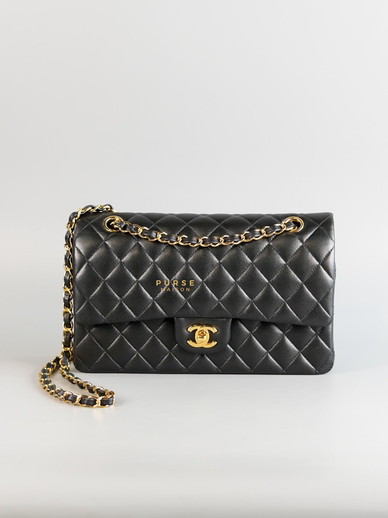 Classic Double Flap Medium Black Lambskin Leather and Gold Hardware Series 28 | Purse Maison Luxury Bags Shop