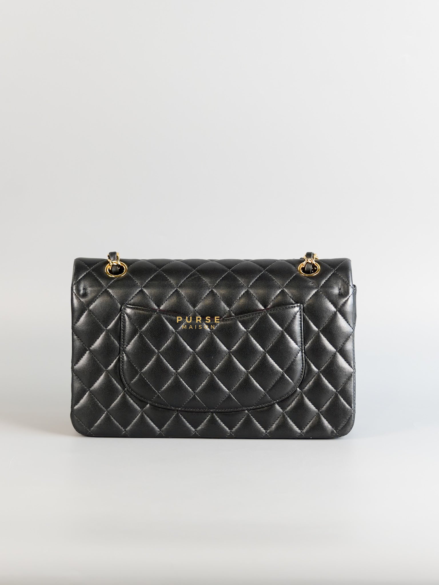 Classic Double Flap Medium Black Lambskin Leather and Gold Hardware Series 28 | Purse Maison Luxury Bags Shop