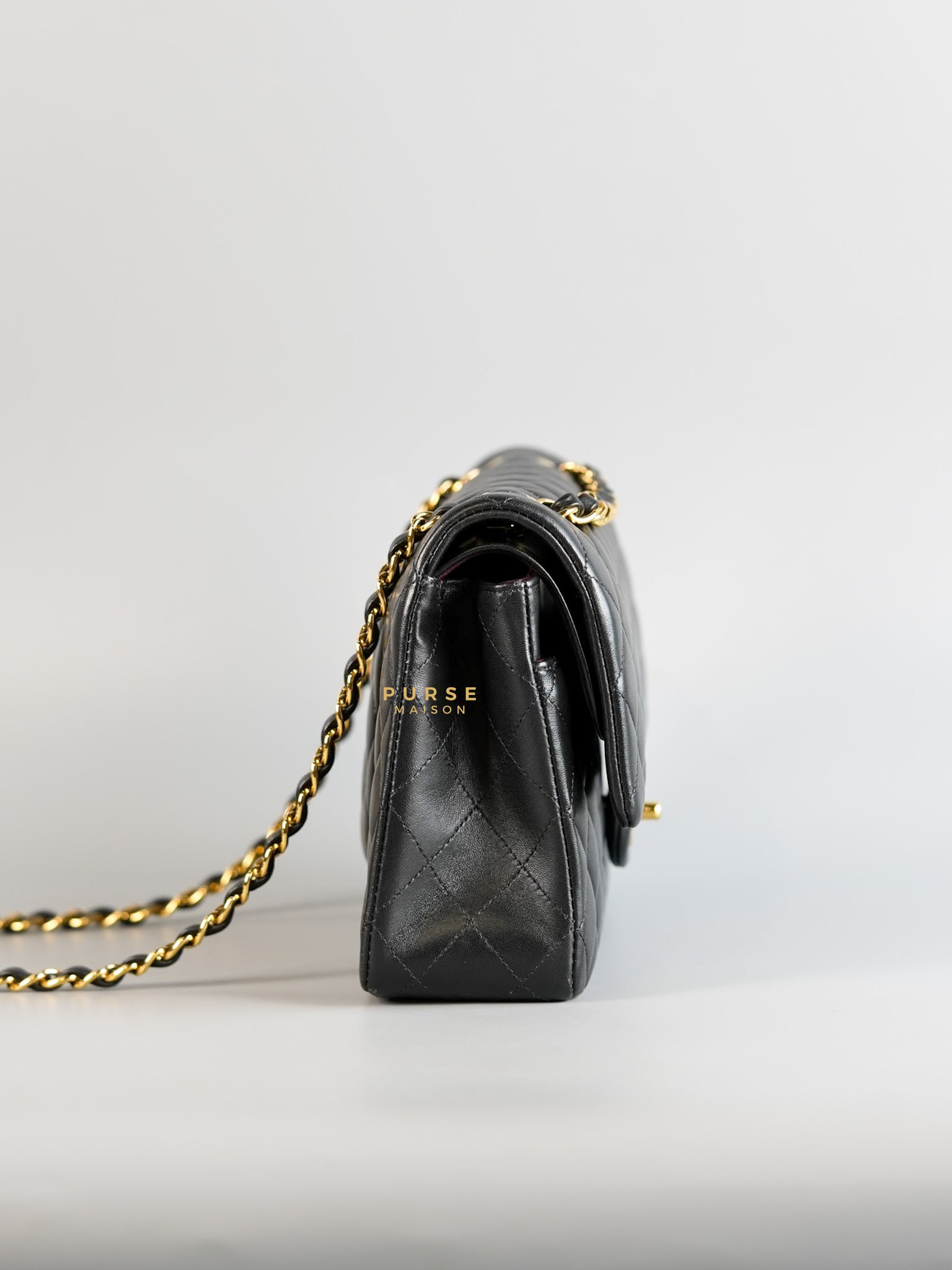 Classic Double Flap Medium Black Lambskin Leather and Gold Hardware Series 28 | Purse Maison Luxury Bags Shop