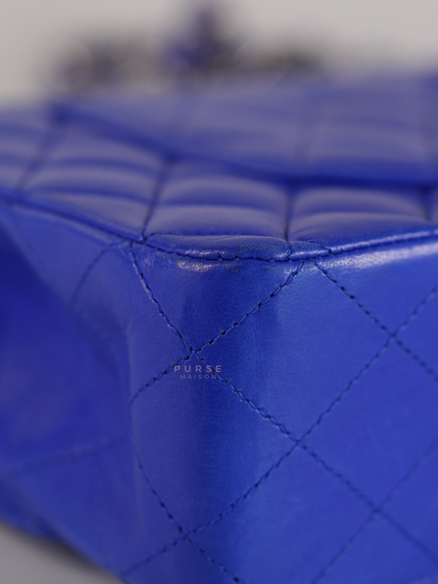 Classic Double Flap Medium Blue Lambskin Leather in Silver Hardware Series 13 | Purse Maison Luxury Bags Shop