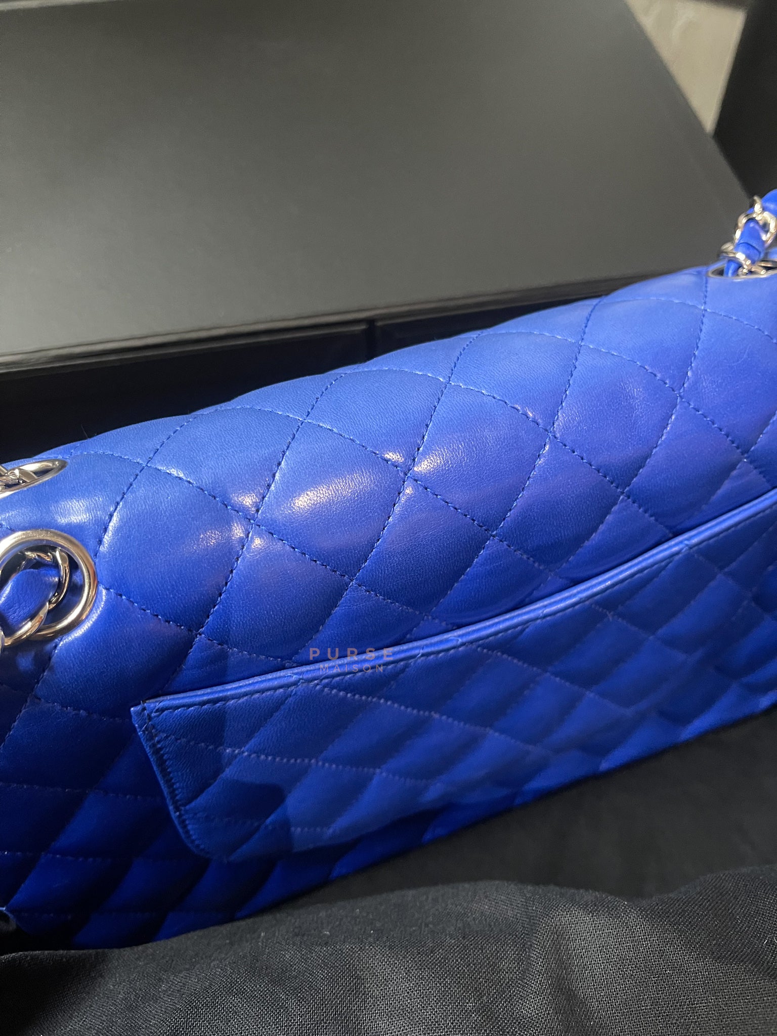 Classic Double Flap Medium Blue Lambskin Leather in Silver Hardware Series 13 | Purse Maison Luxury Bags Shop