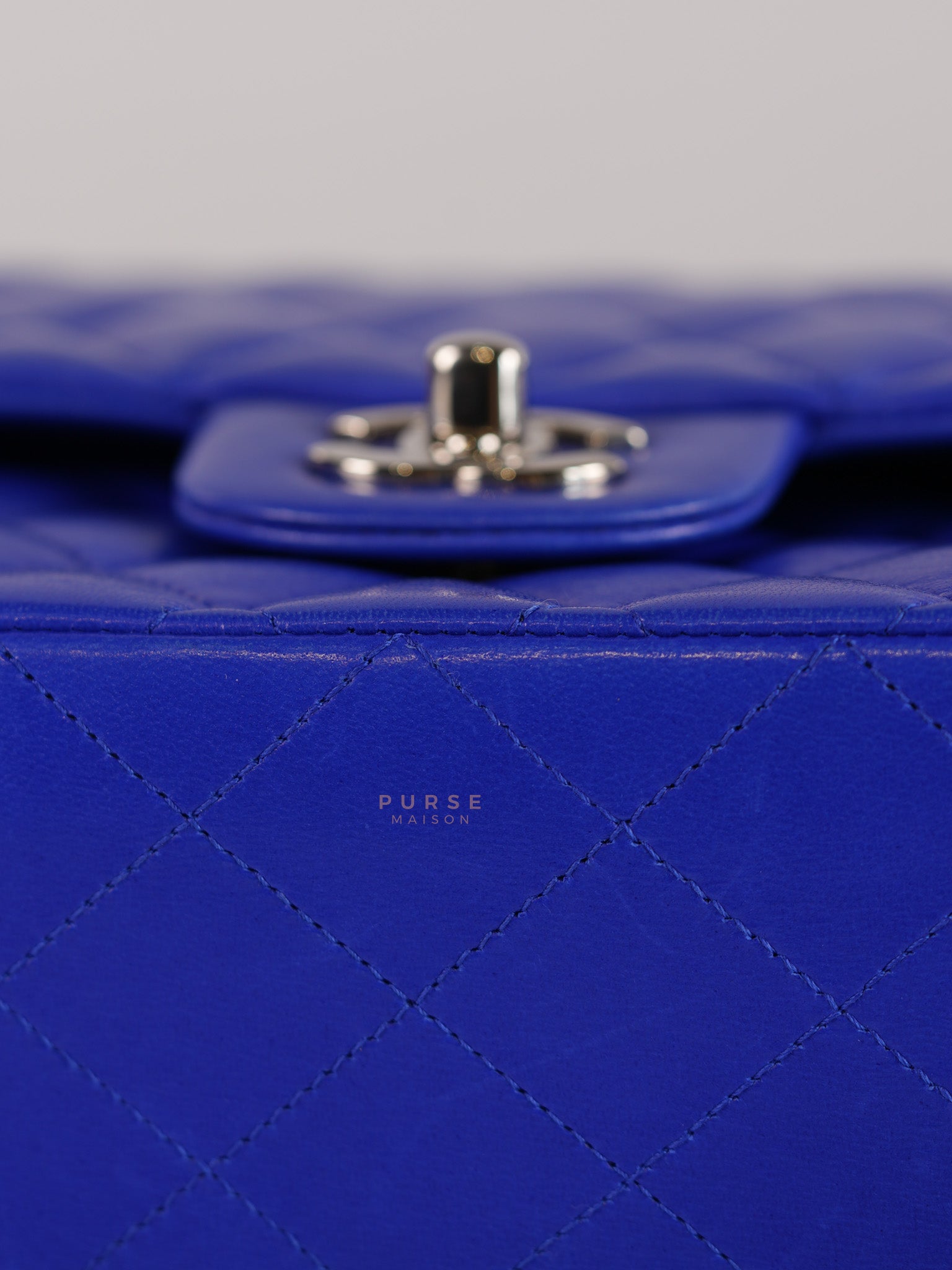 Classic Double Flap Medium Blue Lambskin Leather in Silver Hardware Series 13 | Purse Maison Luxury Bags Shop