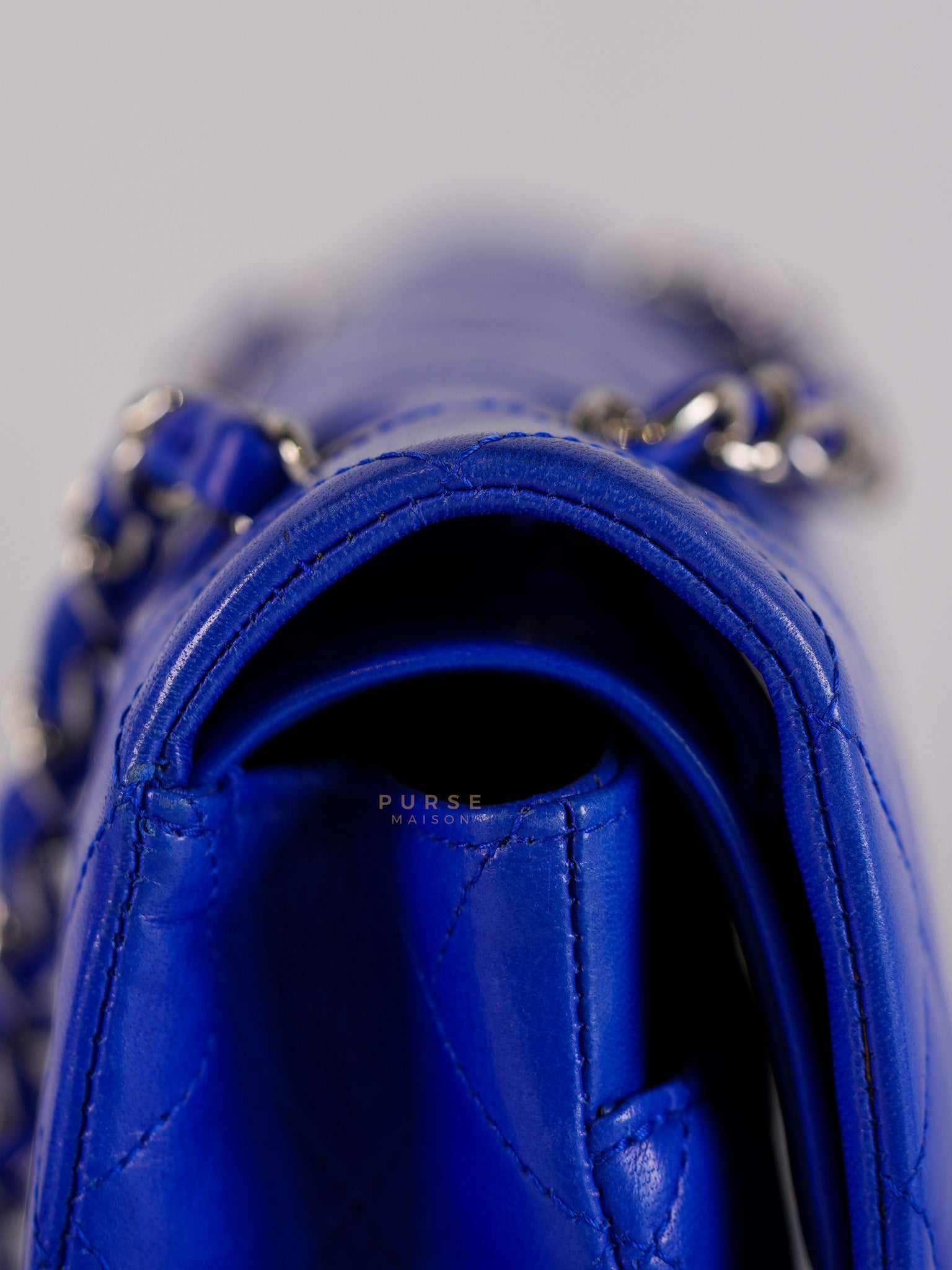 Classic Double Flap Medium Blue Lambskin Leather in Silver Hardware Series 13 | Purse Maison Luxury Bags Shop