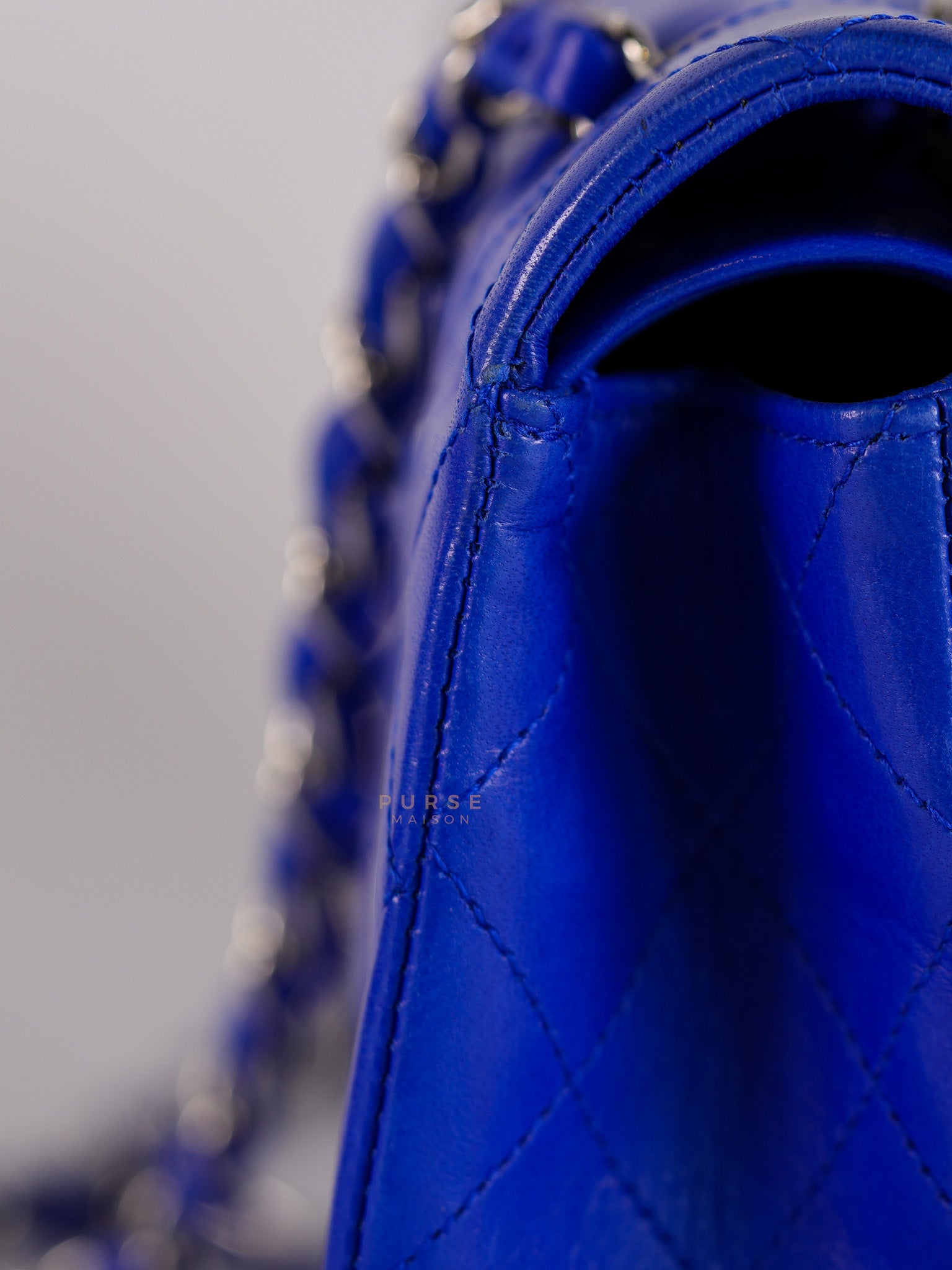 Classic Double Flap Medium Blue Lambskin Leather in Silver Hardware Series 13 | Purse Maison Luxury Bags Shop