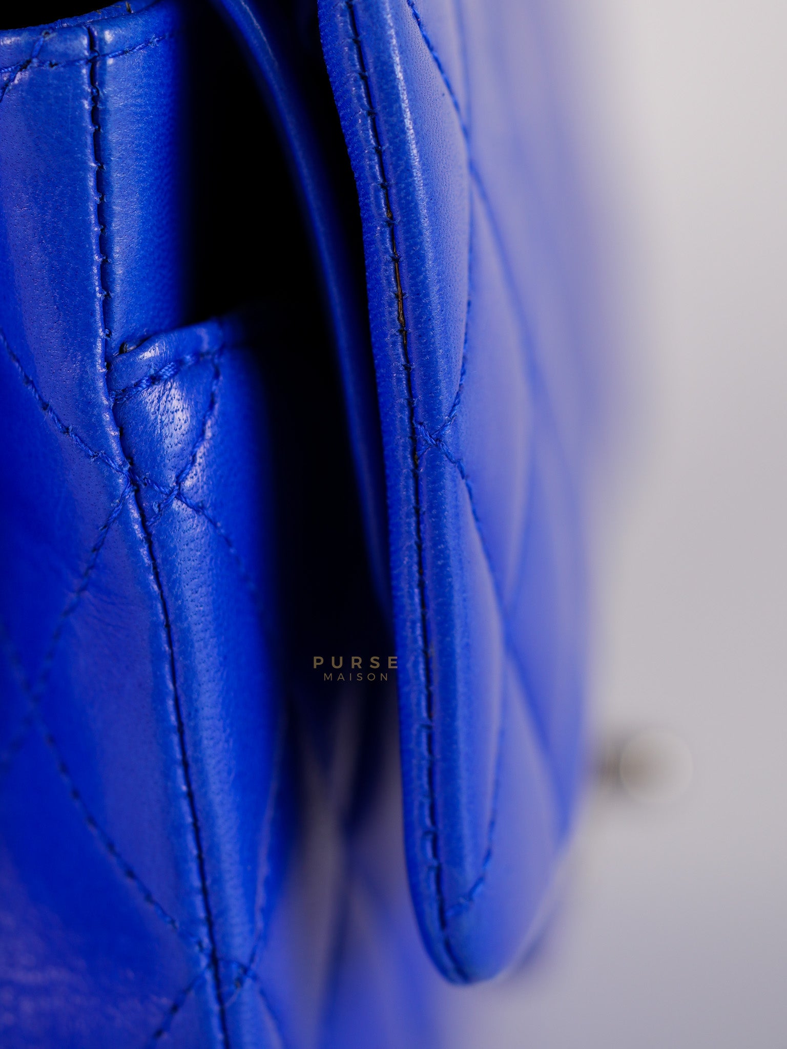 Classic Double Flap Medium Blue Lambskin Leather in Silver Hardware Series 13 | Purse Maison Luxury Bags Shop