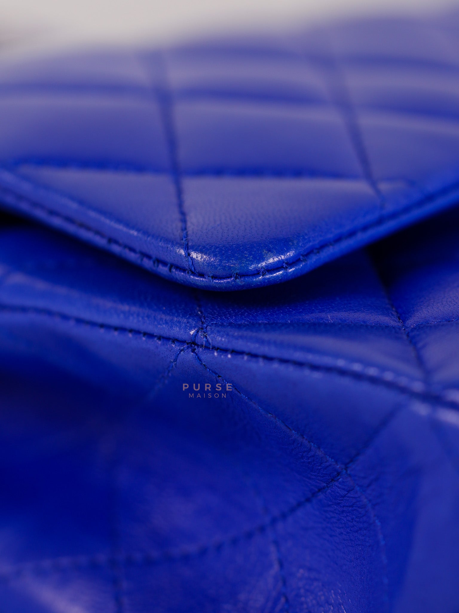 Classic Double Flap Medium Blue Lambskin Leather in Silver Hardware Series 13 | Purse Maison Luxury Bags Shop