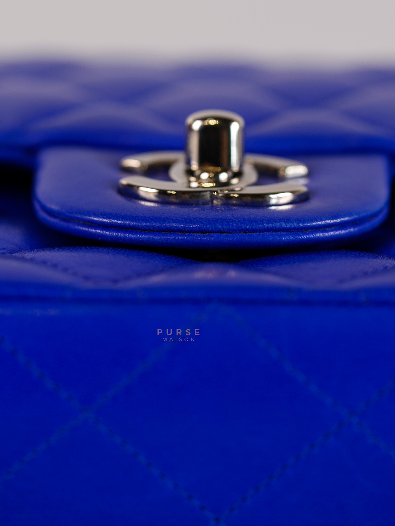 Classic Double Flap Medium Blue Lambskin Leather in Silver Hardware Series 13 | Purse Maison Luxury Bags Shop