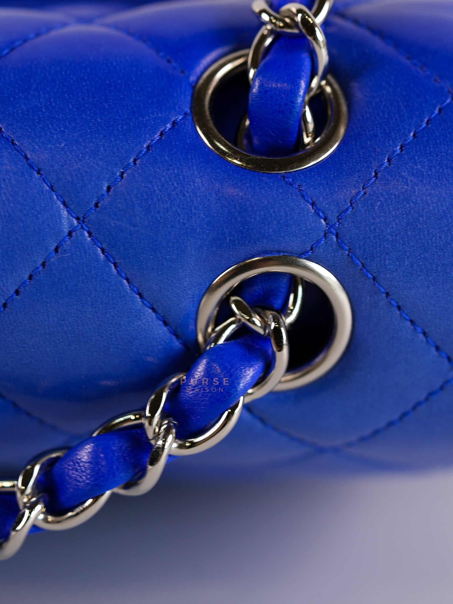 Classic Double Flap Medium Blue Lambskin Leather in Silver Hardware Series 13 | Purse Maison Luxury Bags Shop