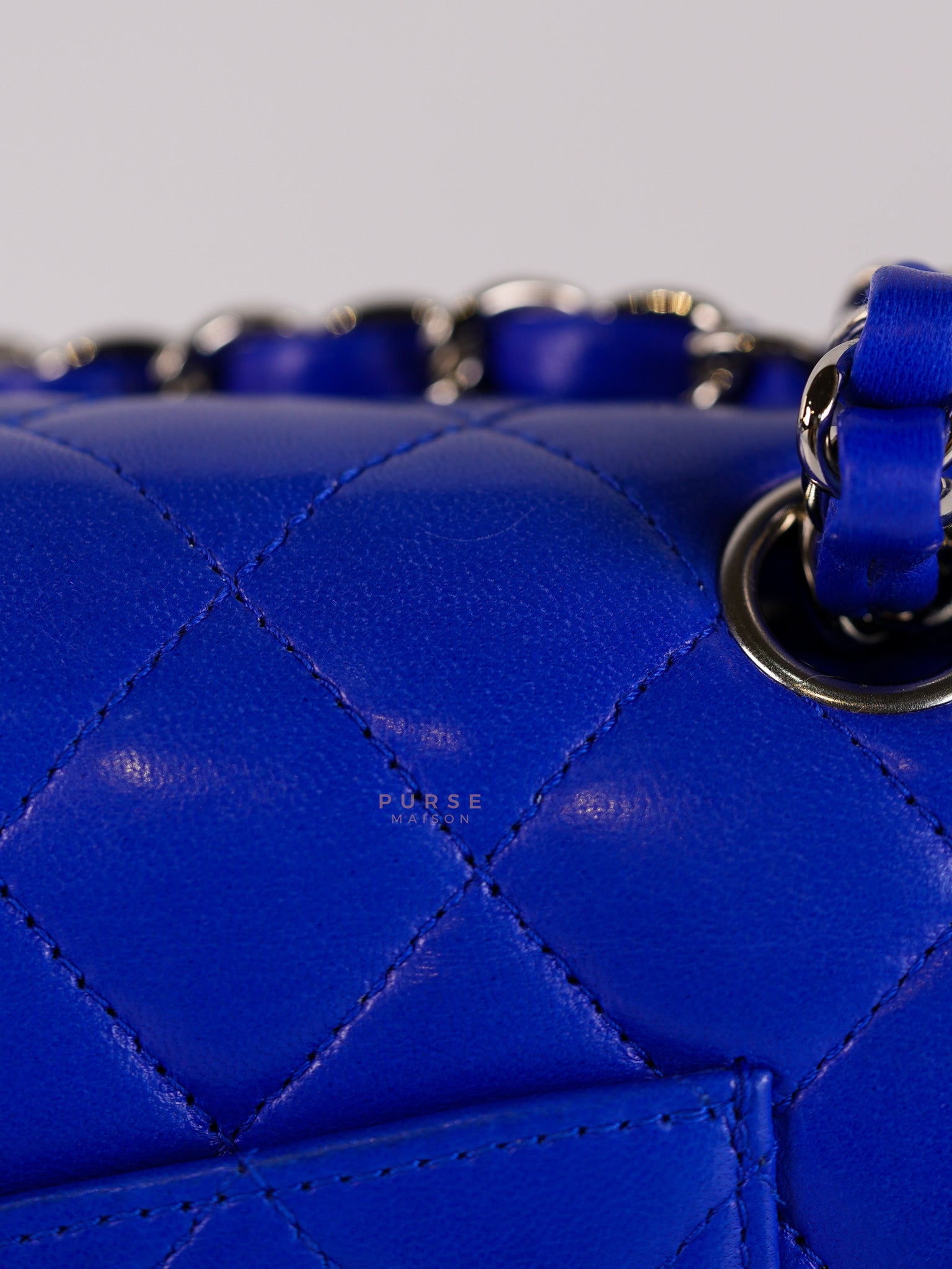 Classic Double Flap Medium Blue Lambskin Leather in Silver Hardware Series 13 | Purse Maison Luxury Bags Shop