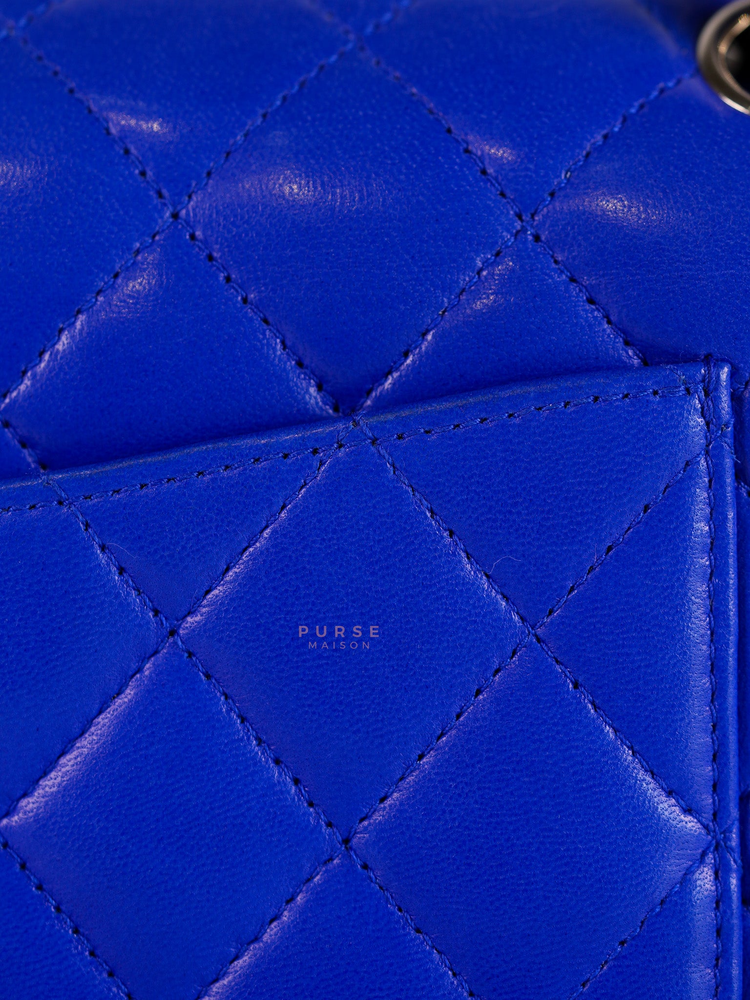 Classic Double Flap Medium Blue Lambskin Leather in Silver Hardware Series 13 | Purse Maison Luxury Bags Shop