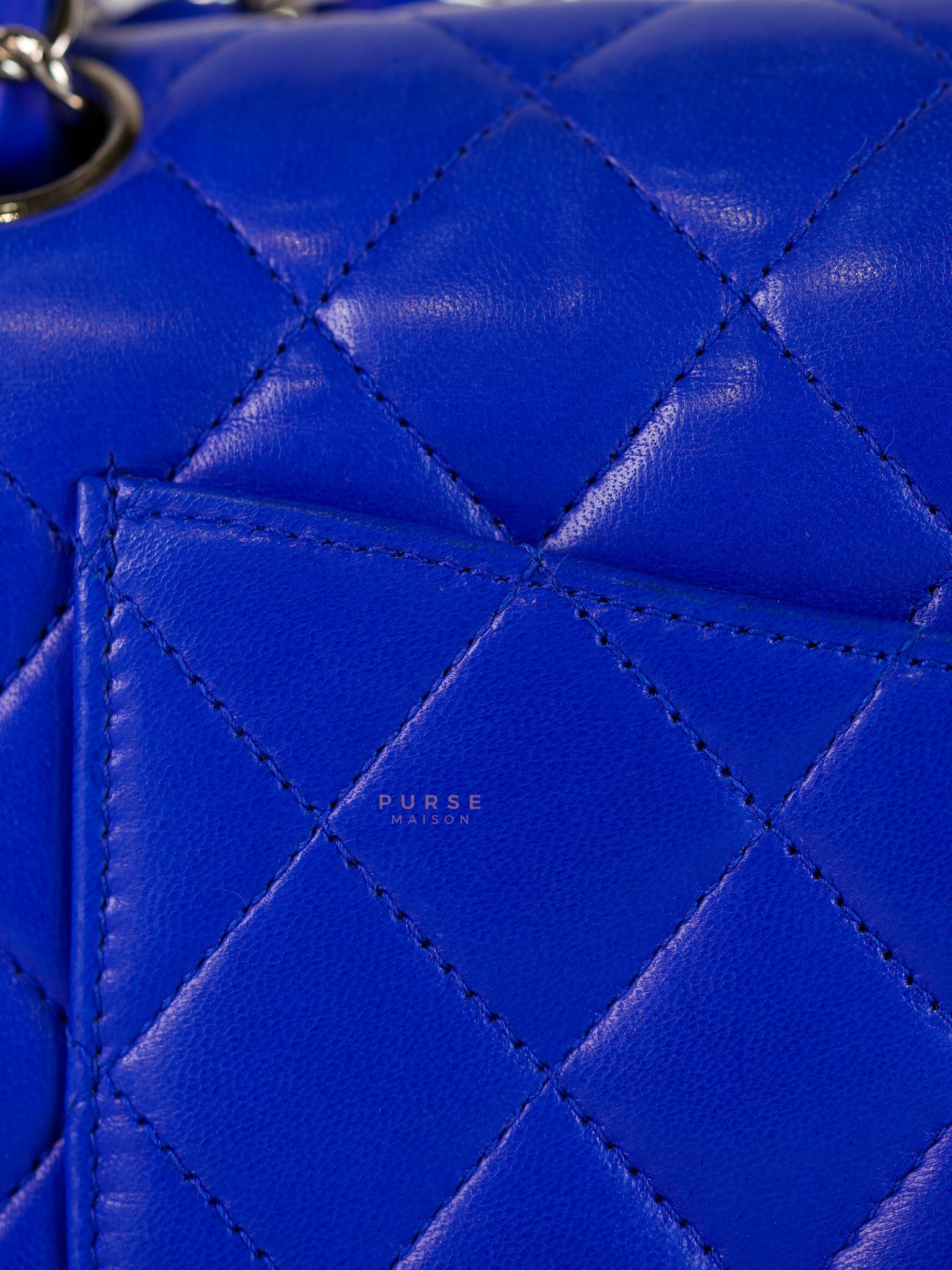 Classic Double Flap Medium Blue Lambskin Leather in Silver Hardware Series 13 | Purse Maison Luxury Bags Shop