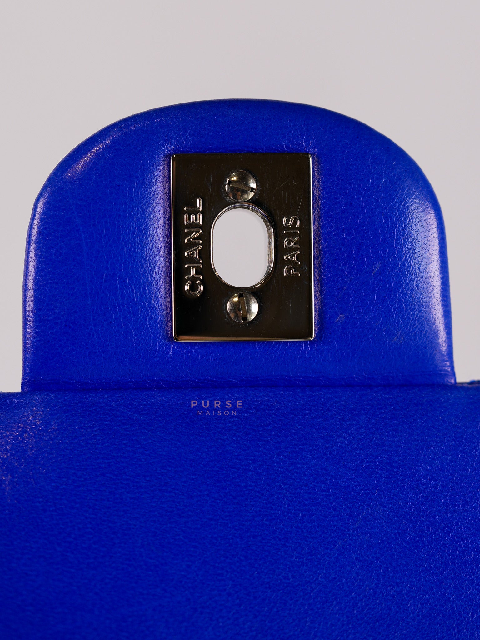 Classic Double Flap Medium Blue Lambskin Leather in Silver Hardware Series 13 | Purse Maison Luxury Bags Shop