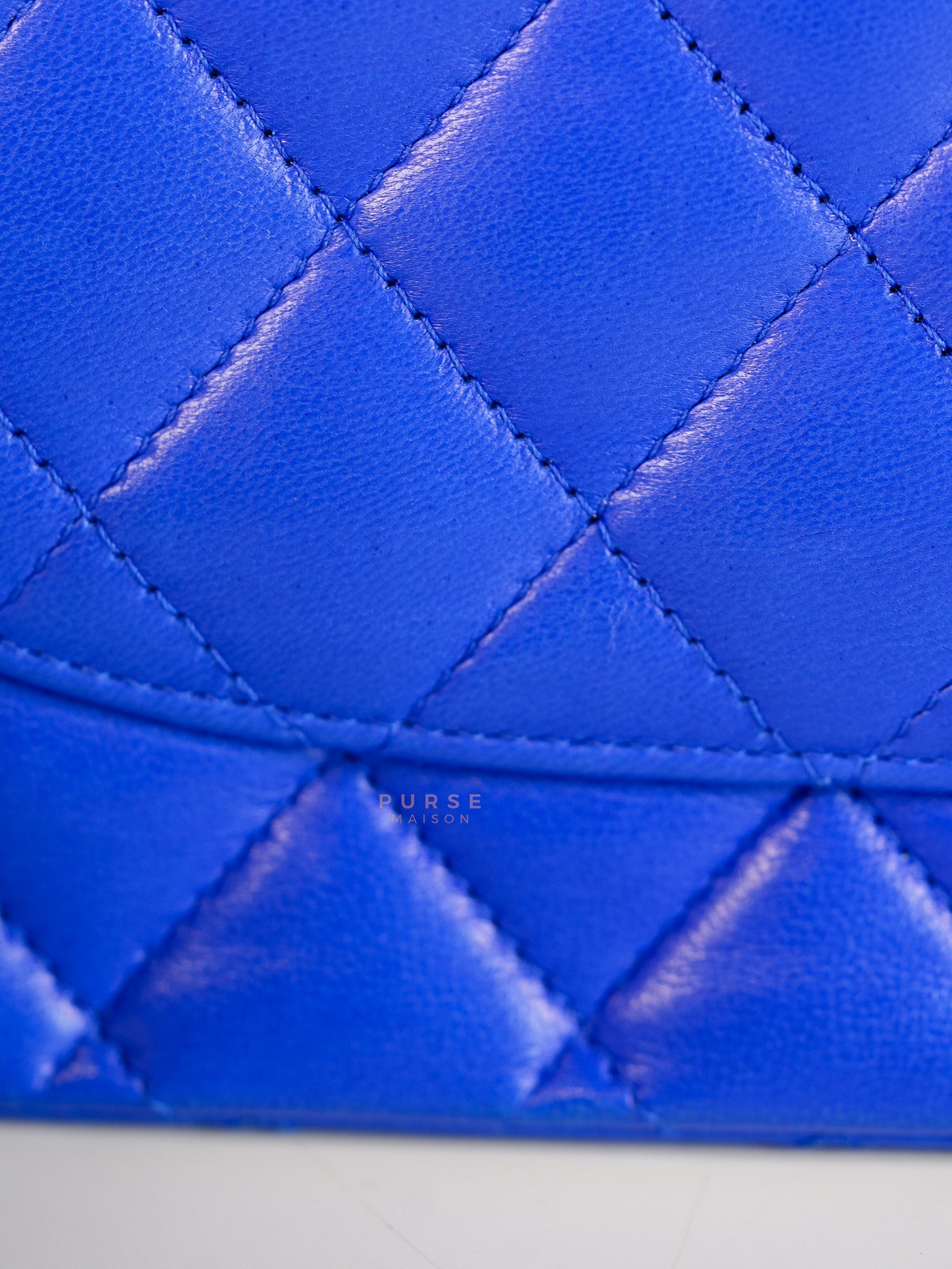 Classic Double Flap Medium Blue Lambskin Leather in Silver Hardware Series 13 | Purse Maison Luxury Bags Shop