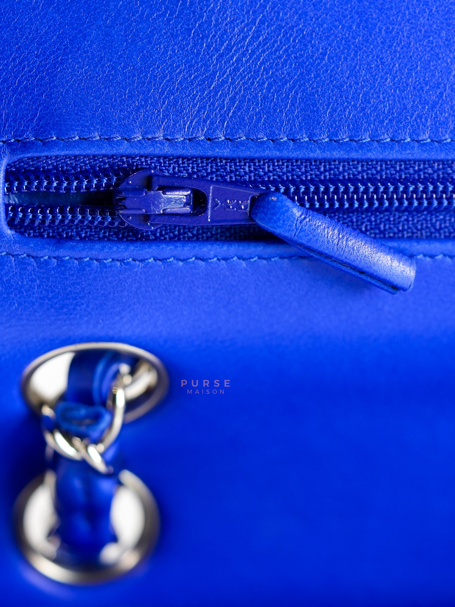 Classic Double Flap Medium Blue Lambskin Leather in Silver Hardware Series 13 | Purse Maison Luxury Bags Shop