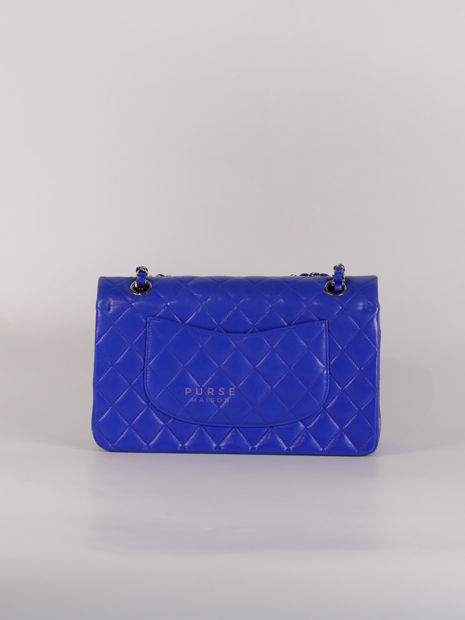 Classic Double Flap Medium Blue Lambskin Leather in Silver Hardware Series 13 | Purse Maison Luxury Bags Shop