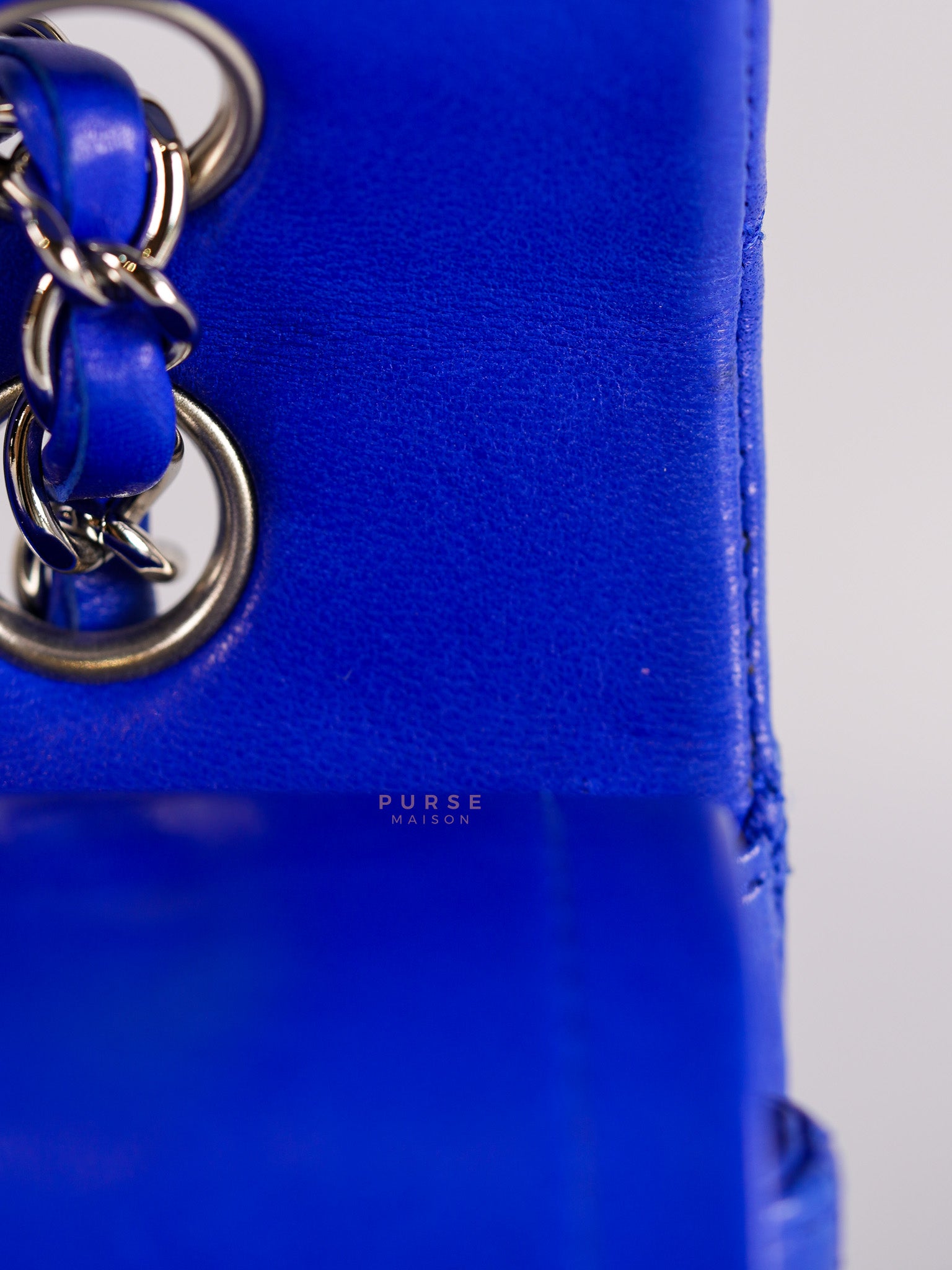Classic Double Flap Medium Blue Lambskin Leather in Silver Hardware Series 13 | Purse Maison Luxury Bags Shop