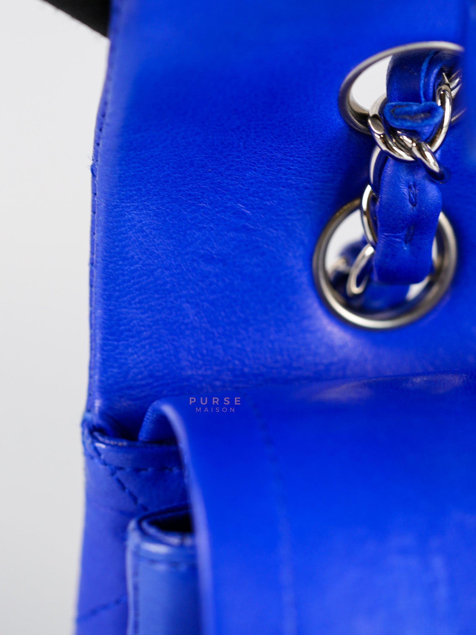Classic Double Flap Medium Blue Lambskin Leather in Silver Hardware Series 13 | Purse Maison Luxury Bags Shop